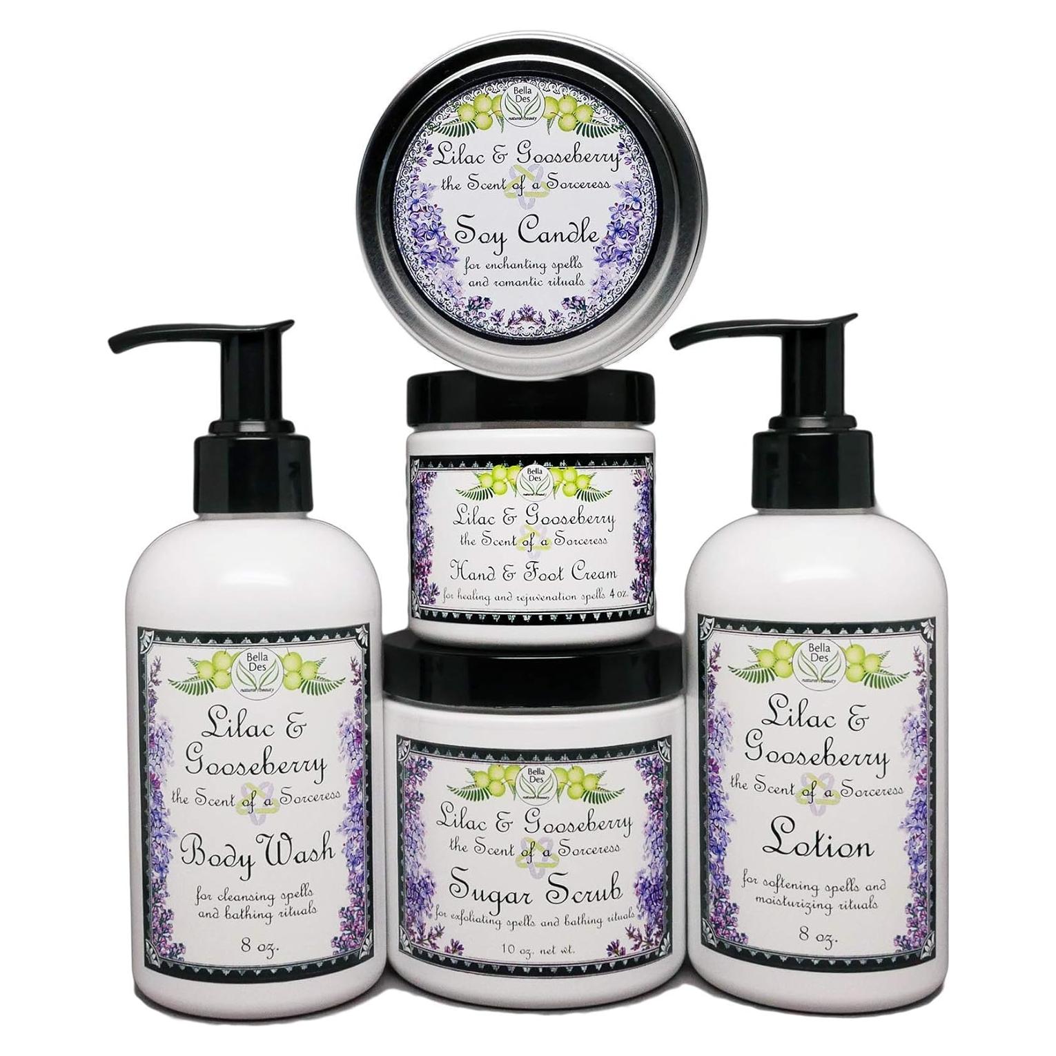 Juego de Baño Lila y Grosella Bella Des Natural Beauty - 5 Productos