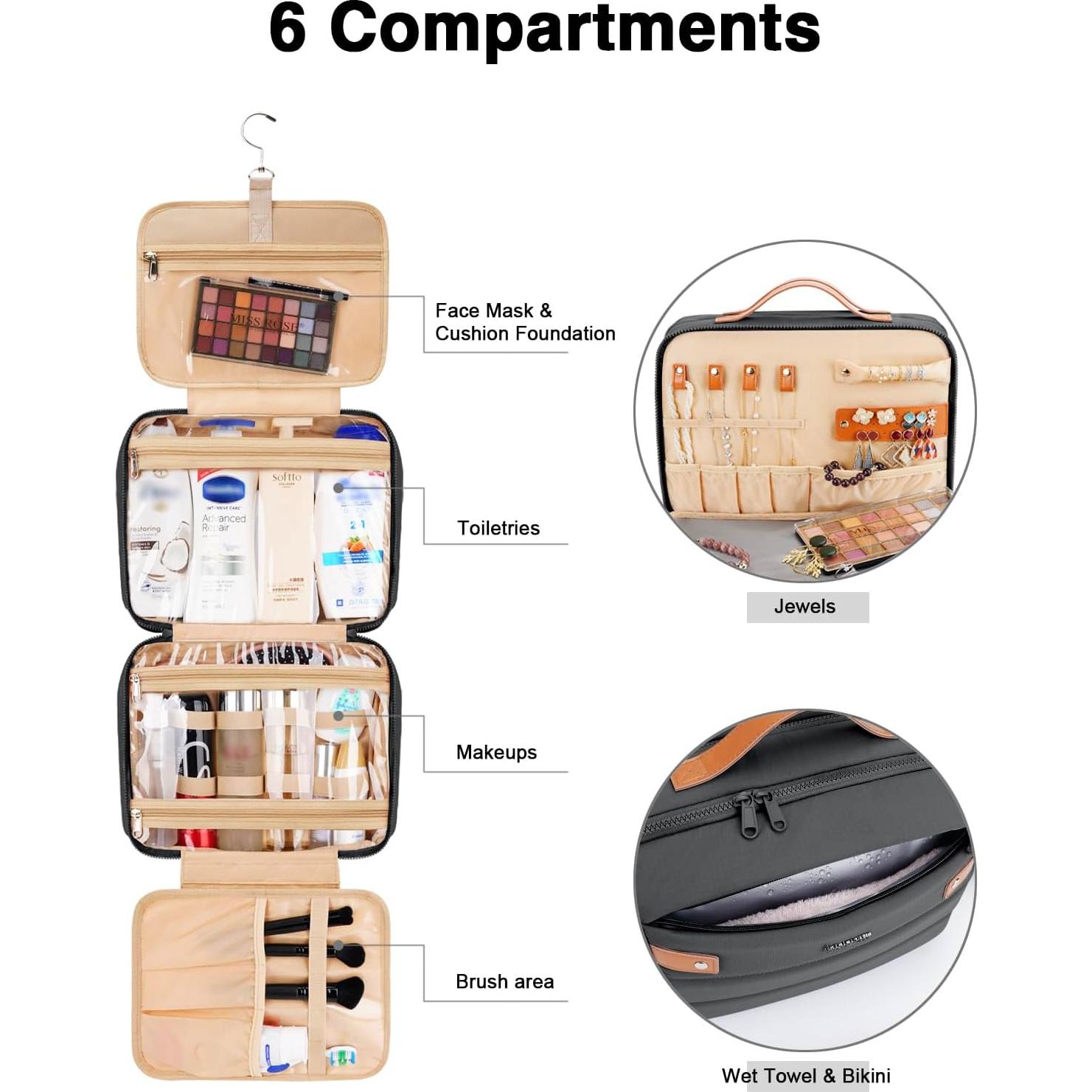 Bolsa de Aseo Colgante Negra XSB-405-WM Impermeable 32x24cm