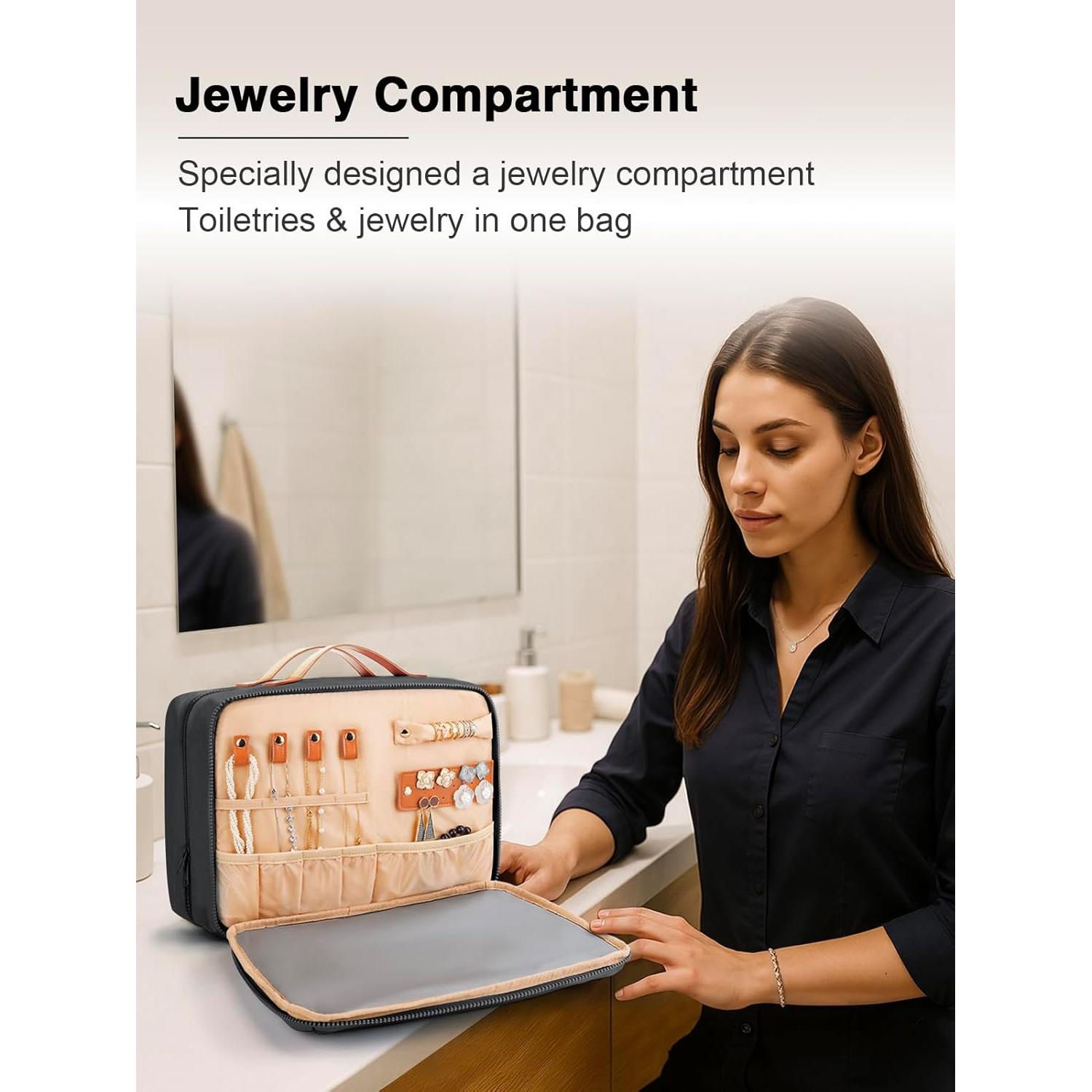 Bolsa de Aseo Colgante Negra XSB-405-WM Impermeable 32x24cm