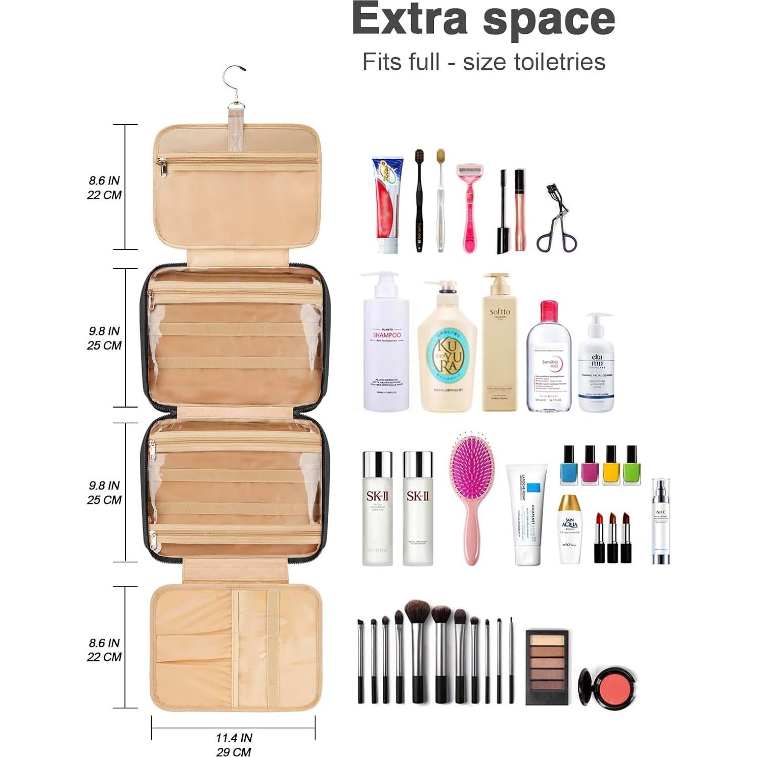 Bolsa de Aseo Colgante Negra XSB-405-WM Impermeable 32x24cm