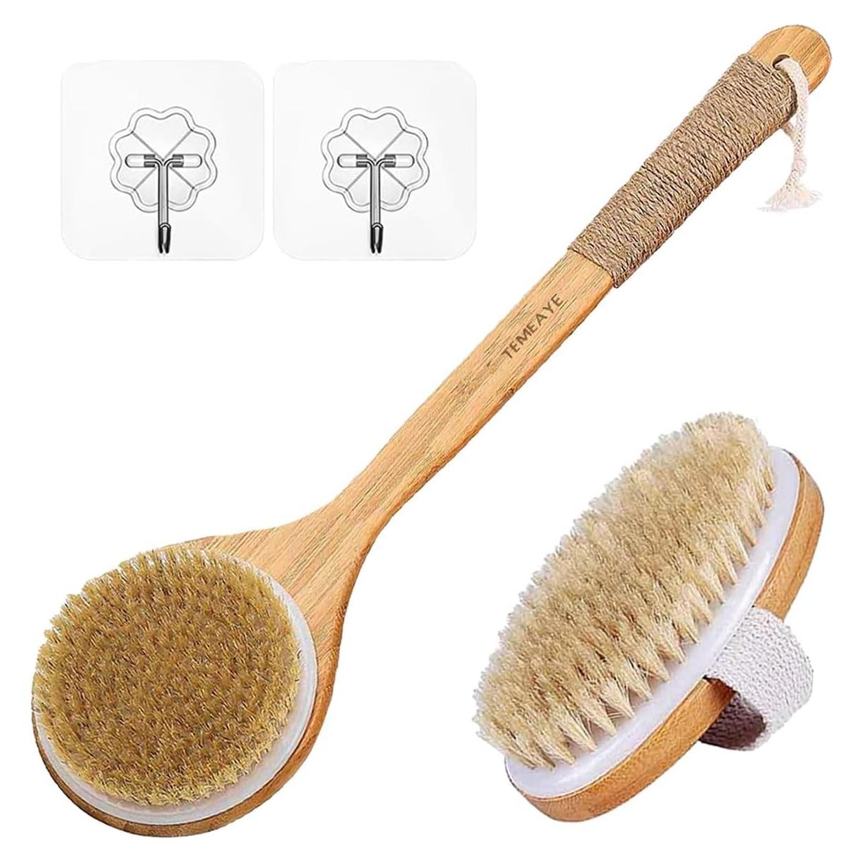 Cepillo Corporal en Seco TEMEAYE con Mango de Madera y Cerdas Naturales