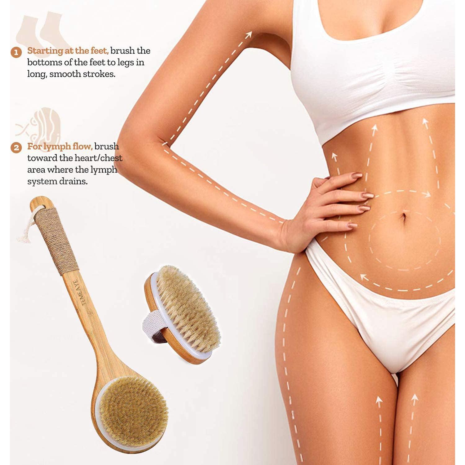 Cepillo Corporal en Seco TEMEAYE con Mango de Madera y Cerdas Naturales
