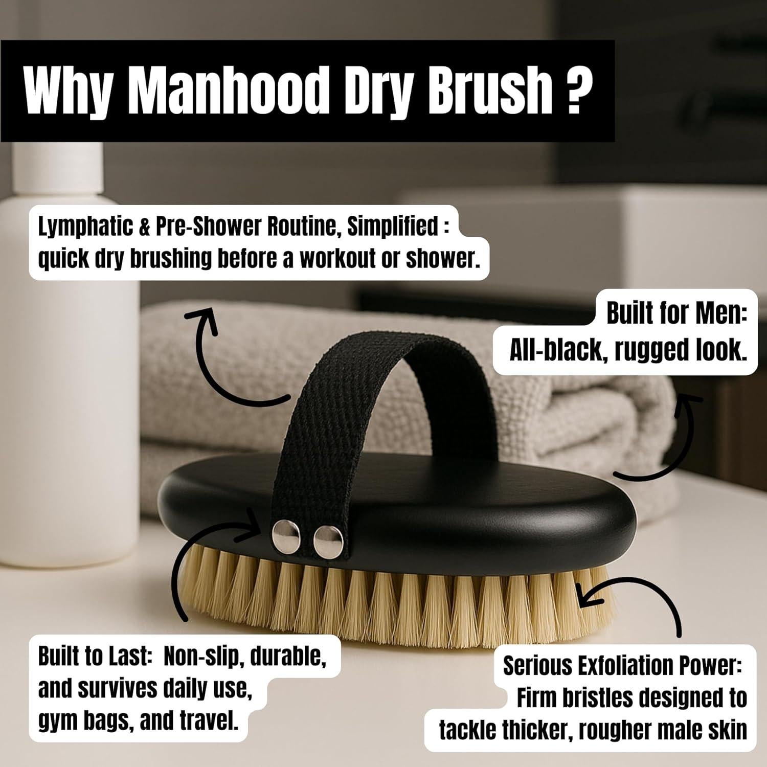 Cepillo Seco Exfoliante para Hombres Serrento DBRSH - Cerdas Firmes