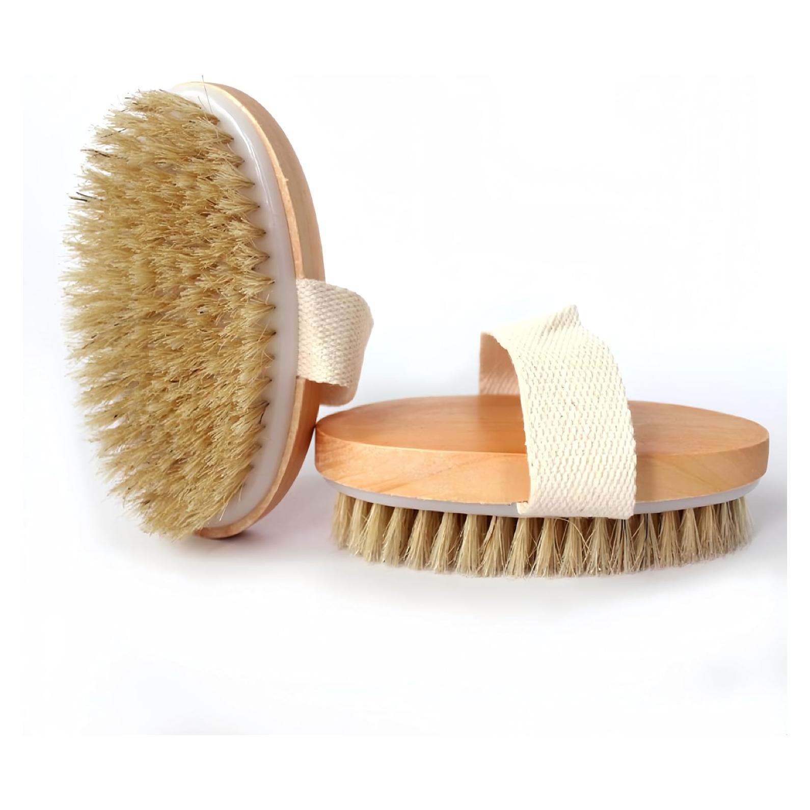 Cepillo Corporal Seco LONGCO - 2 Pcs Cerdas Naturales Exfoliantes