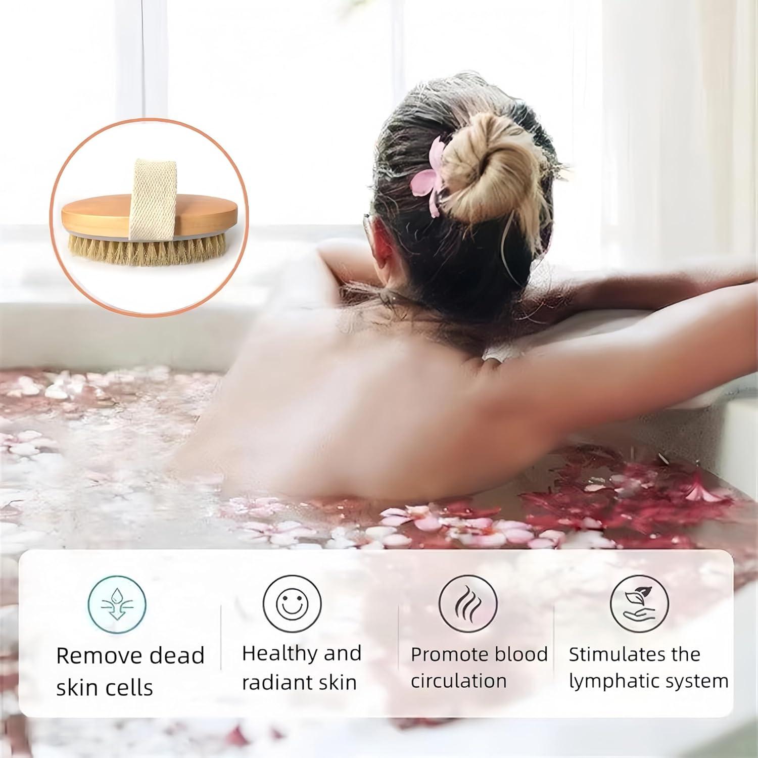 Cepillo Corporal Seco LONGCO - 2 Pcs Cerdas Naturales Exfoliantes