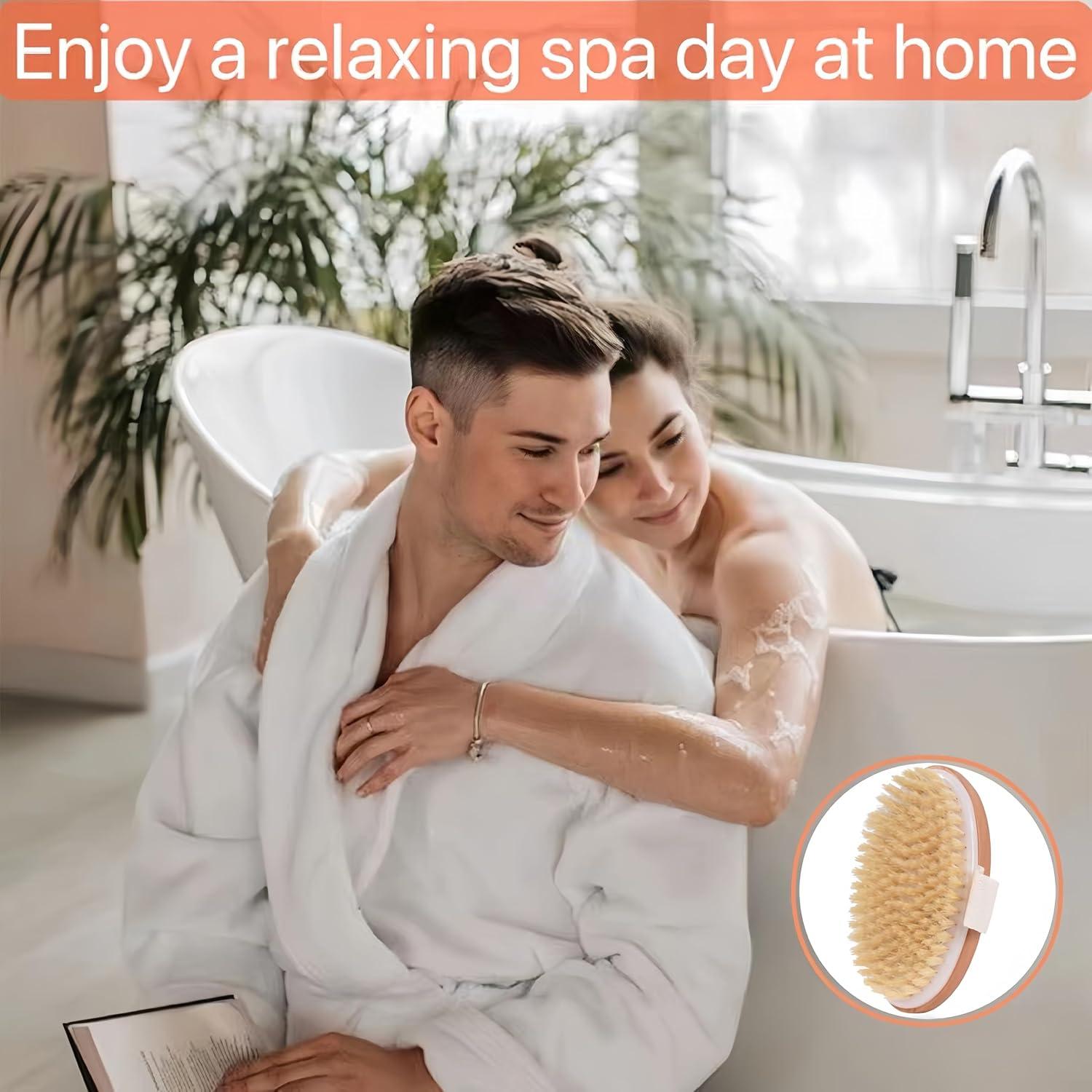 Cepillo Corporal Seco LONGCO - 2 Pcs Cerdas Naturales Exfoliantes