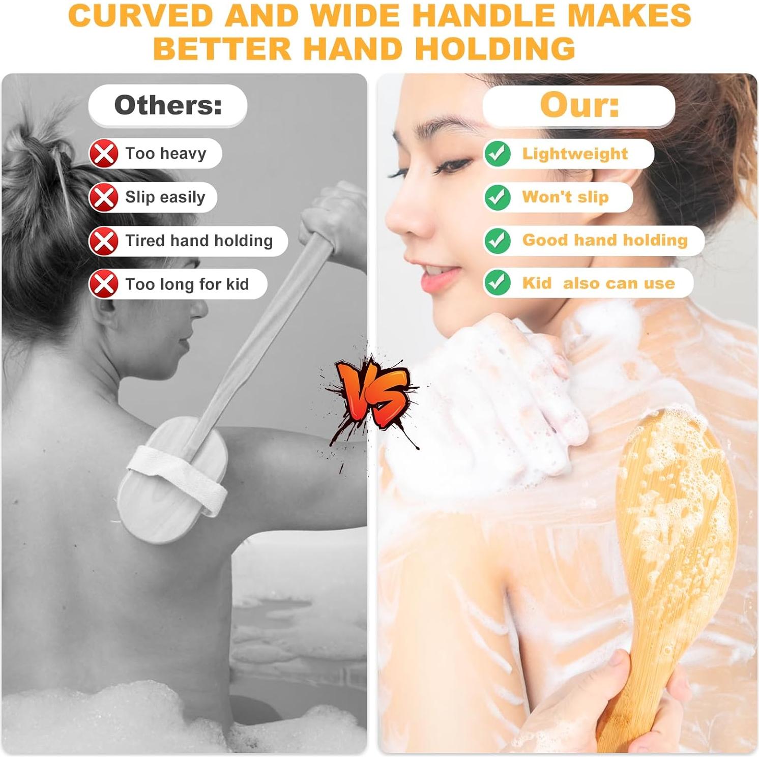 Cepillo Corporal Exfoliante WICFITT con Mango de Bambú 25 cm