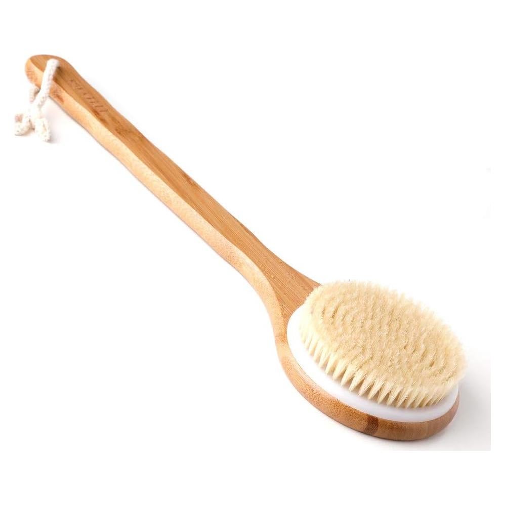 Cepillo Corporal Exfoliante Ithyes de Bambú con Mango Largo