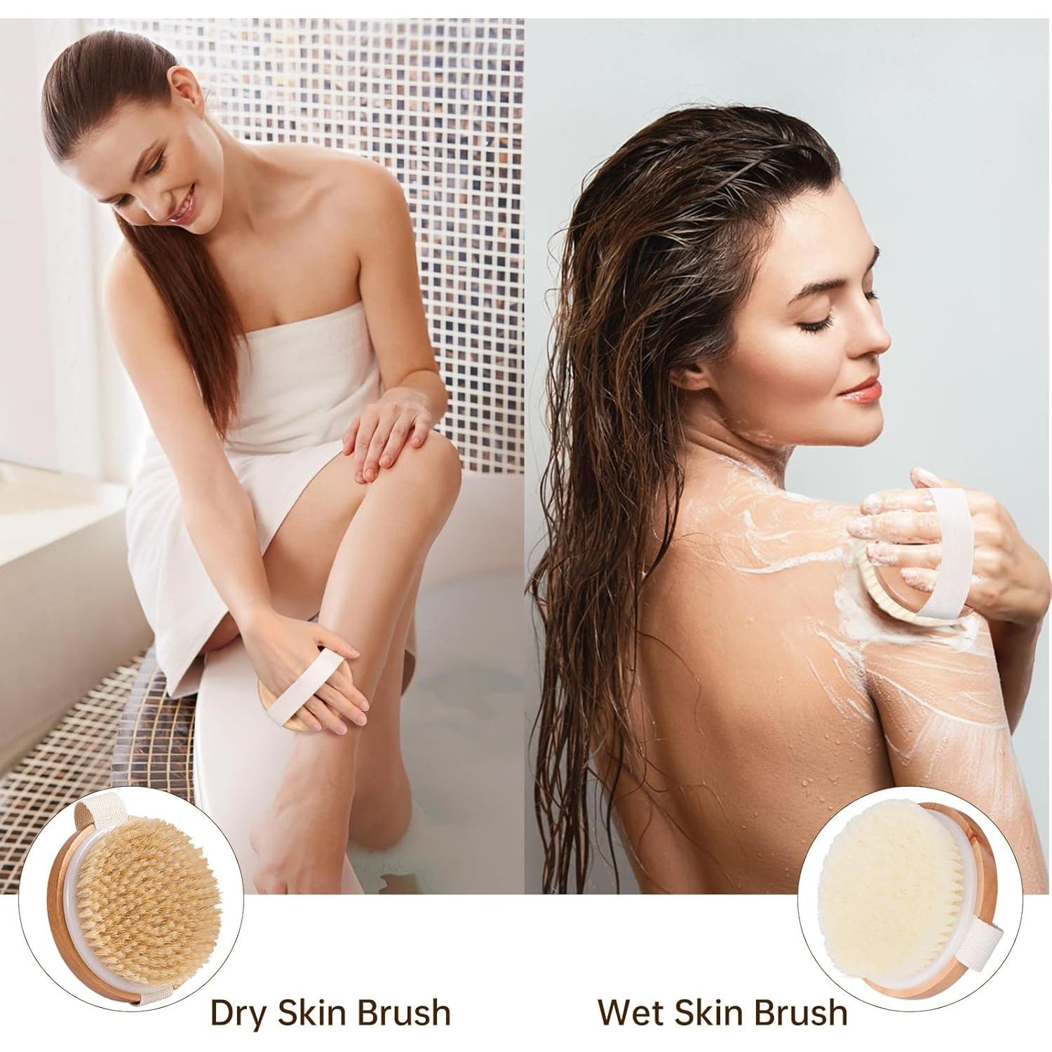 Cepillo de Cuerpo 2 en 1 de Madera - Exfoliante y Masaje