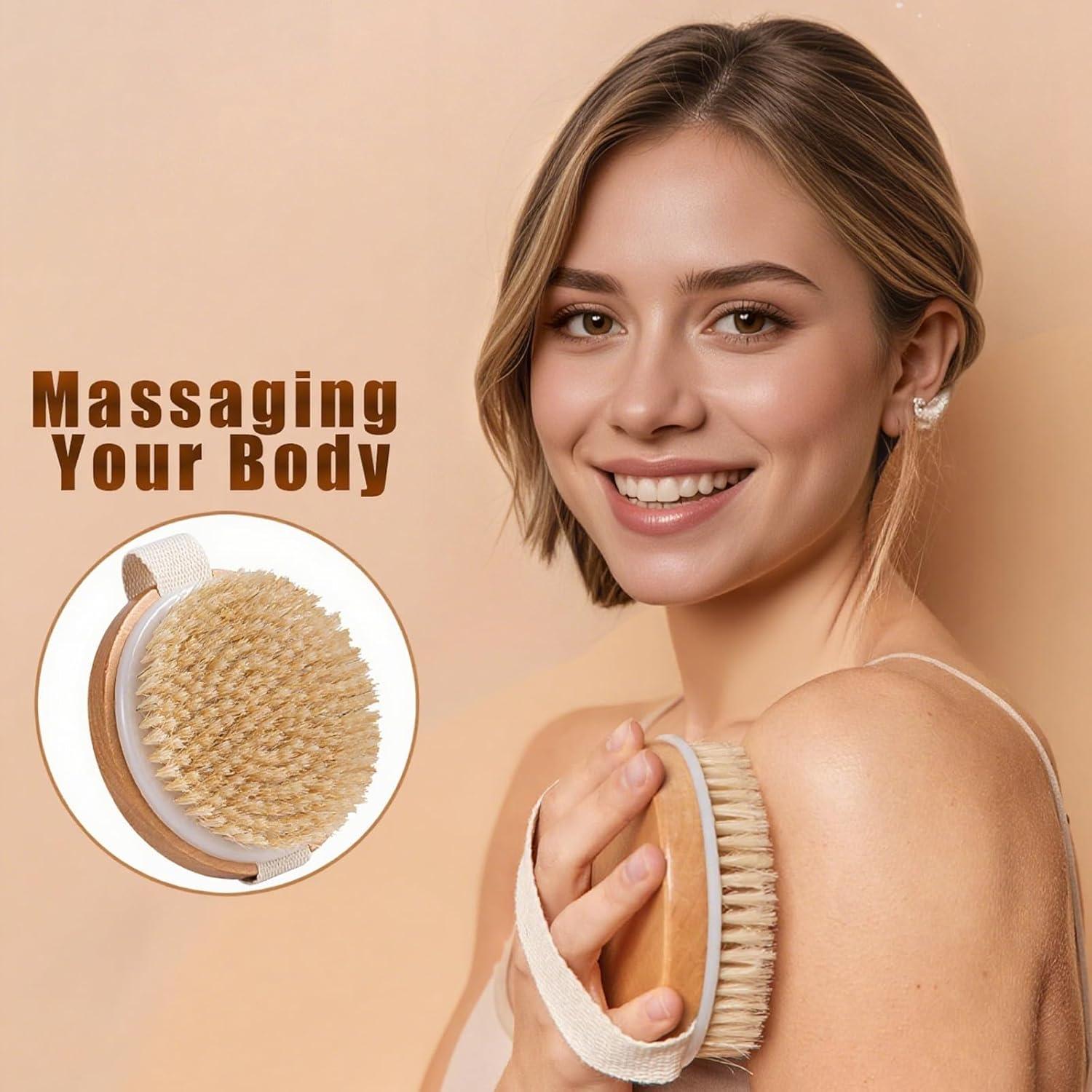 Cepillo de Cuerpo 2 en 1 de Madera - Exfoliante y Masaje