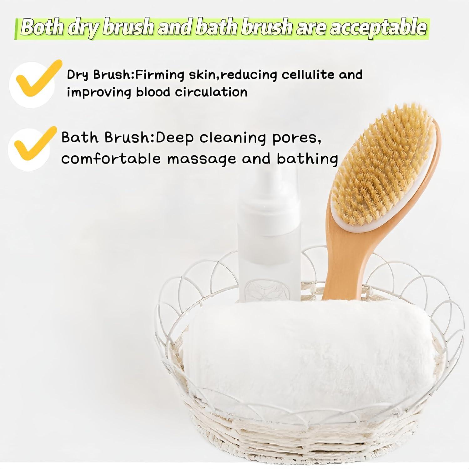 Cepillo Corporal Seco LONGCO de Cerda Natural con Mango de Madera