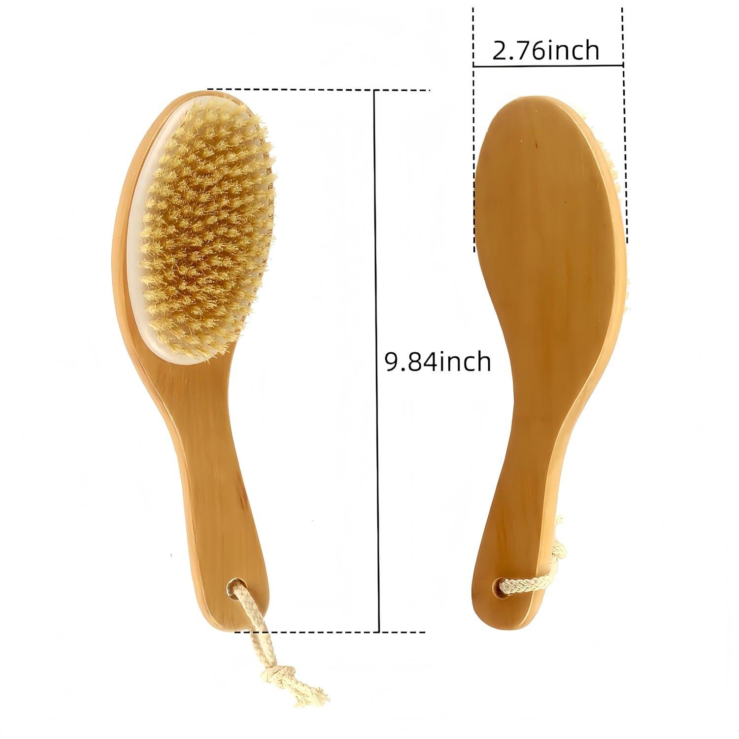 Cepillo Corporal Seco LONGCO de Cerda Natural con Mango de Madera