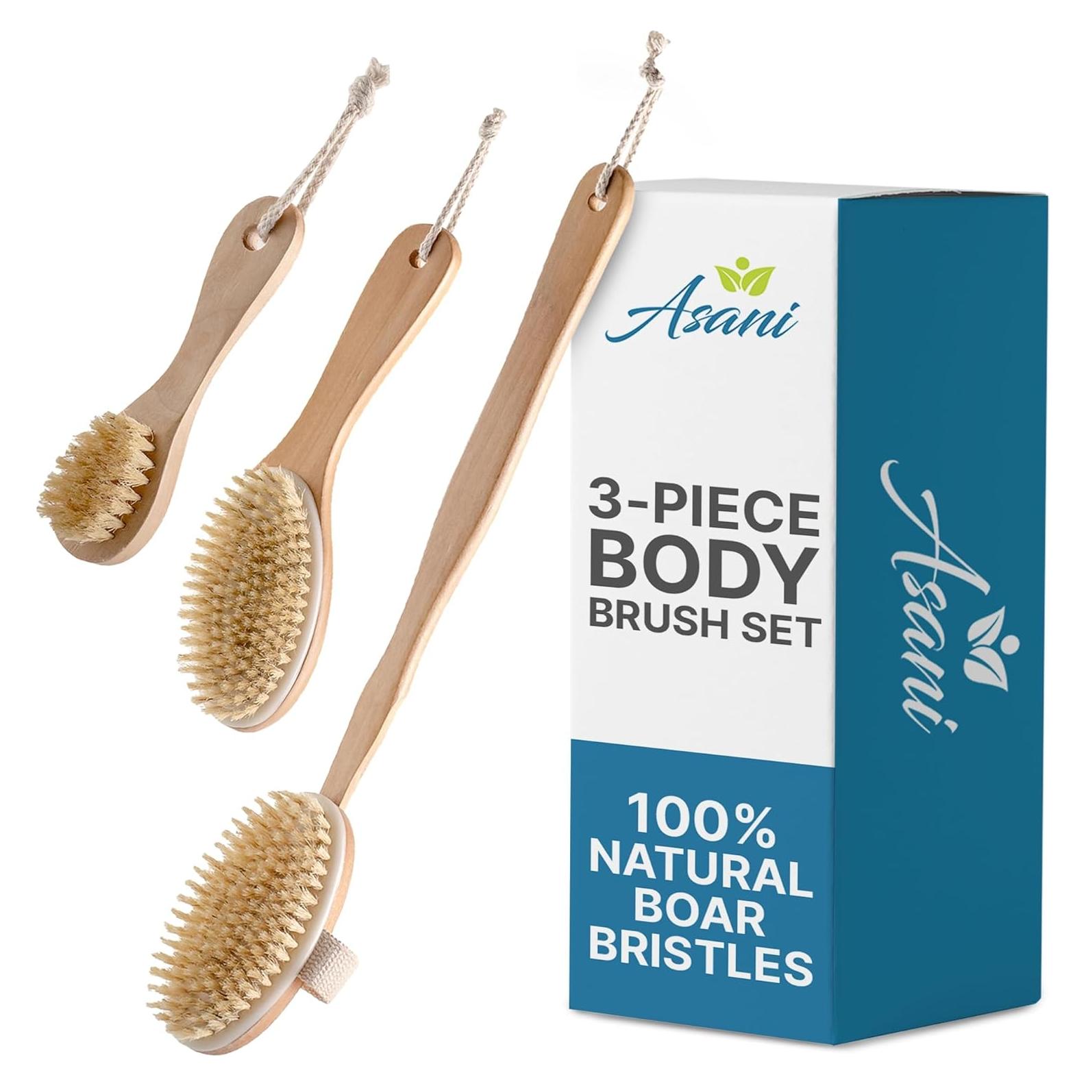 Juego de Cepillos Corporales Asani para Cepillado Seco - 3 Piezas