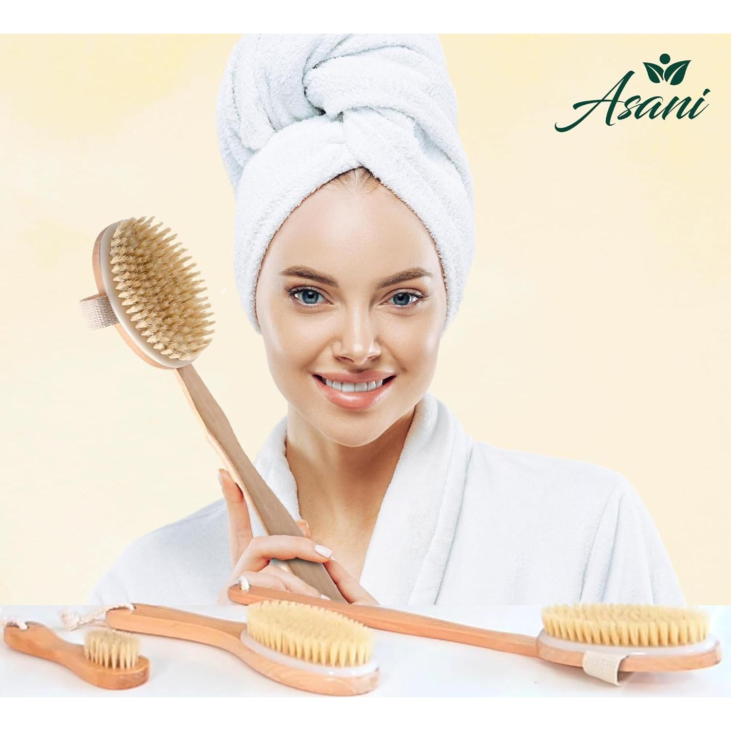 Juego de Cepillos Corporales Asani para Cepillado Seco - 3 Piezas