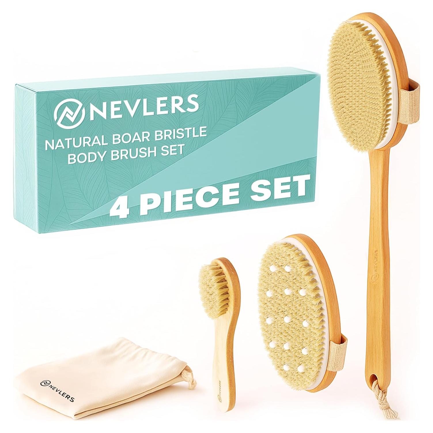 Juego de Masaje Corporal Nevlers 4 Piezas - Cepillos Exfoliantes