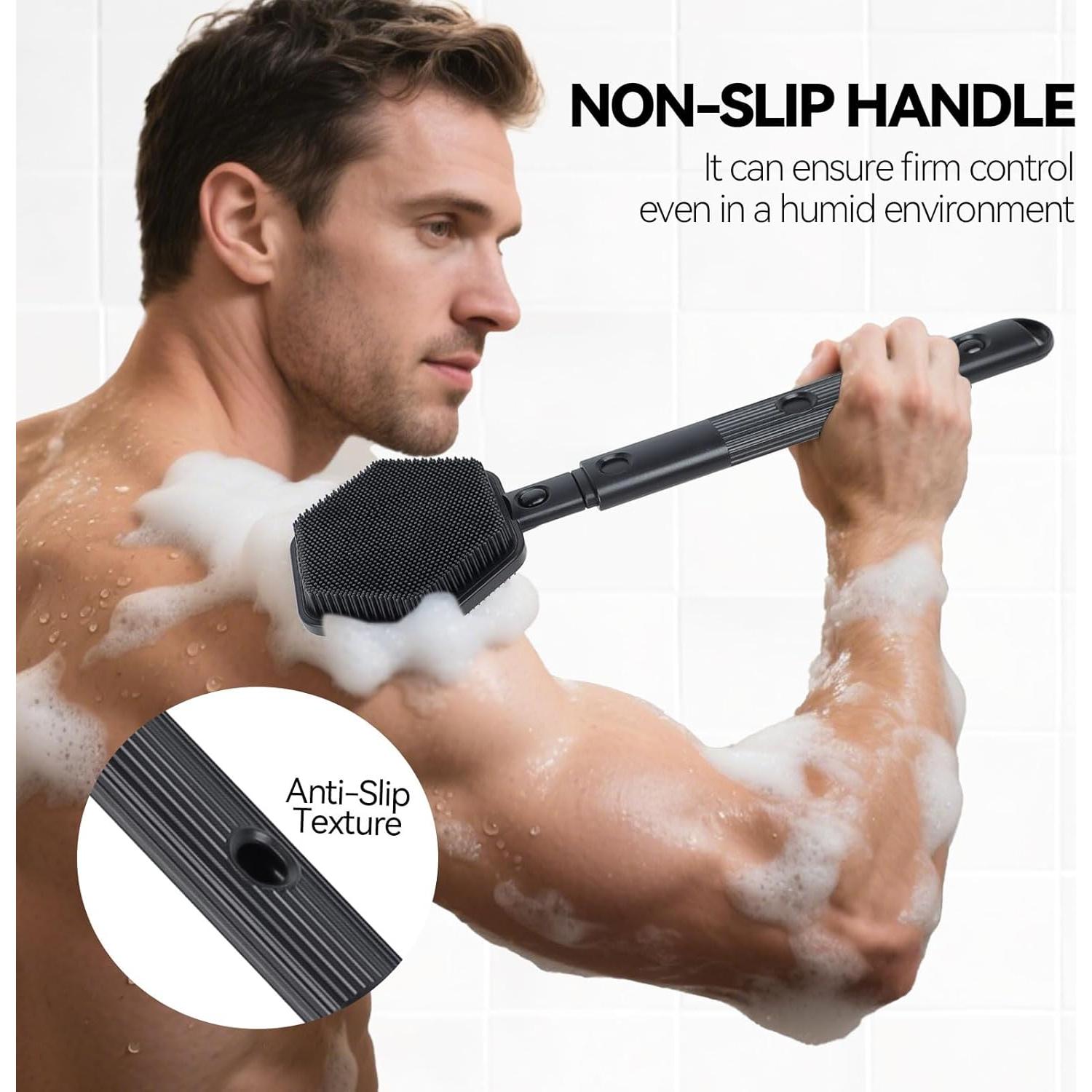 Cepillo de Espalda de Silicona HAYSNA 53 cm Extensible Negro