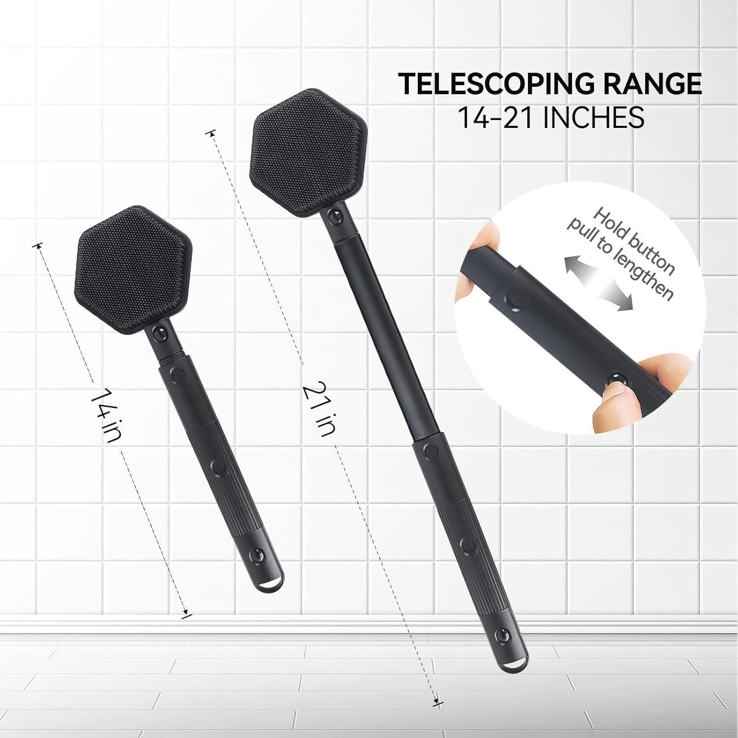 Cepillo de Espalda de Silicona HAYSNA 53 cm Extensible Negro