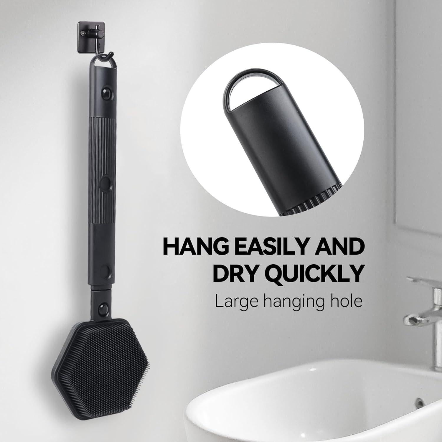 Cepillo de Espalda de Silicona HAYSNA 53 cm Extensible Negro