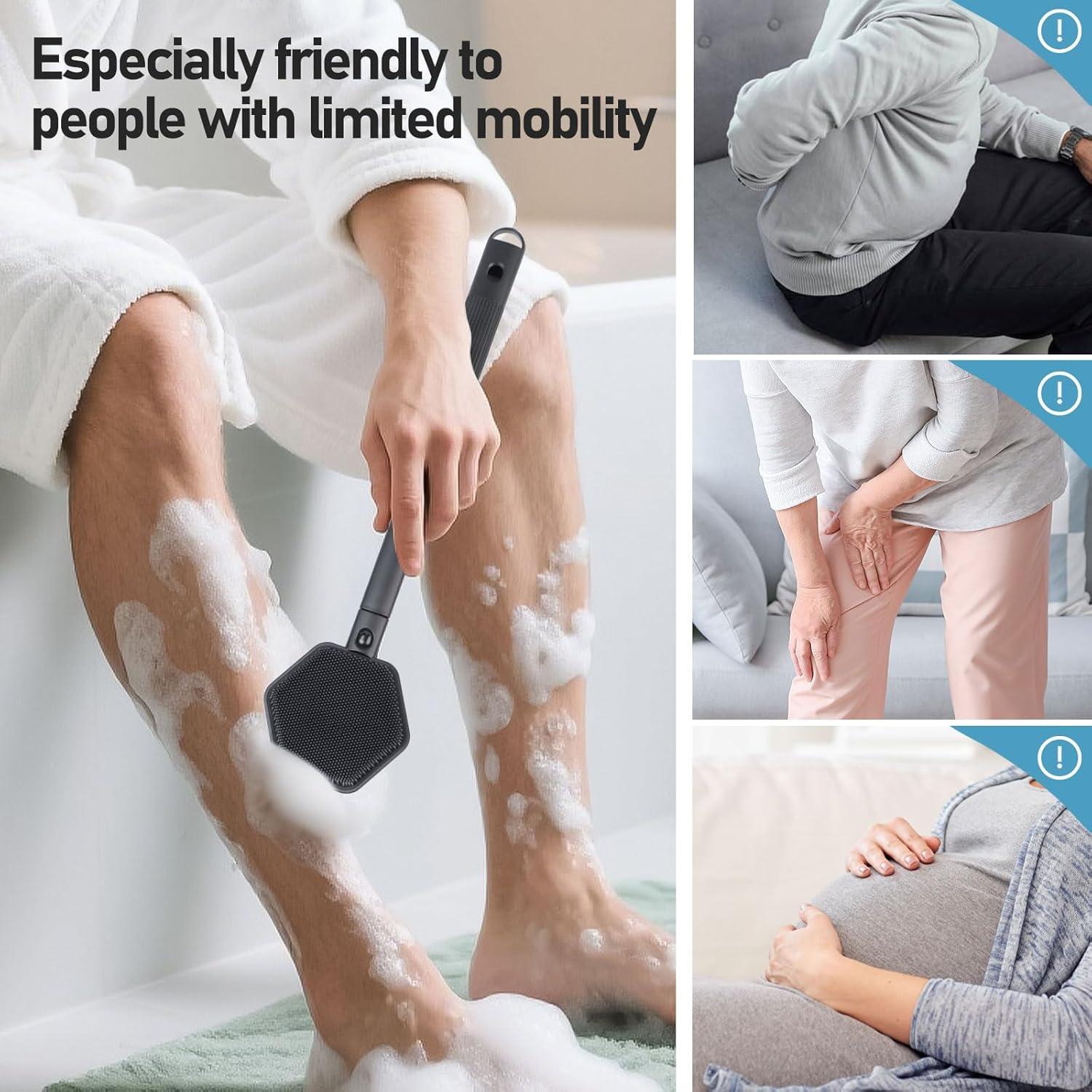 Cepillo de Espalda de Silicona HAYSNA 53 cm Extensible Negro