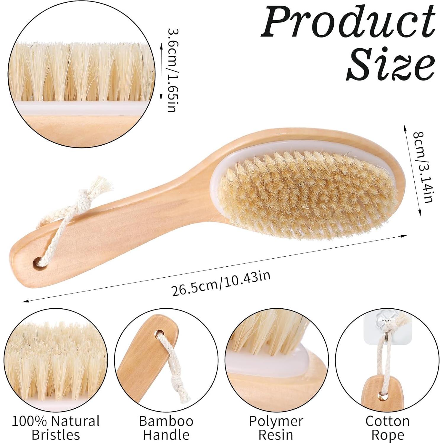 Cepillo Exfoliante Corporal Sibba con Mango Corto y Cerdas de Jabalí