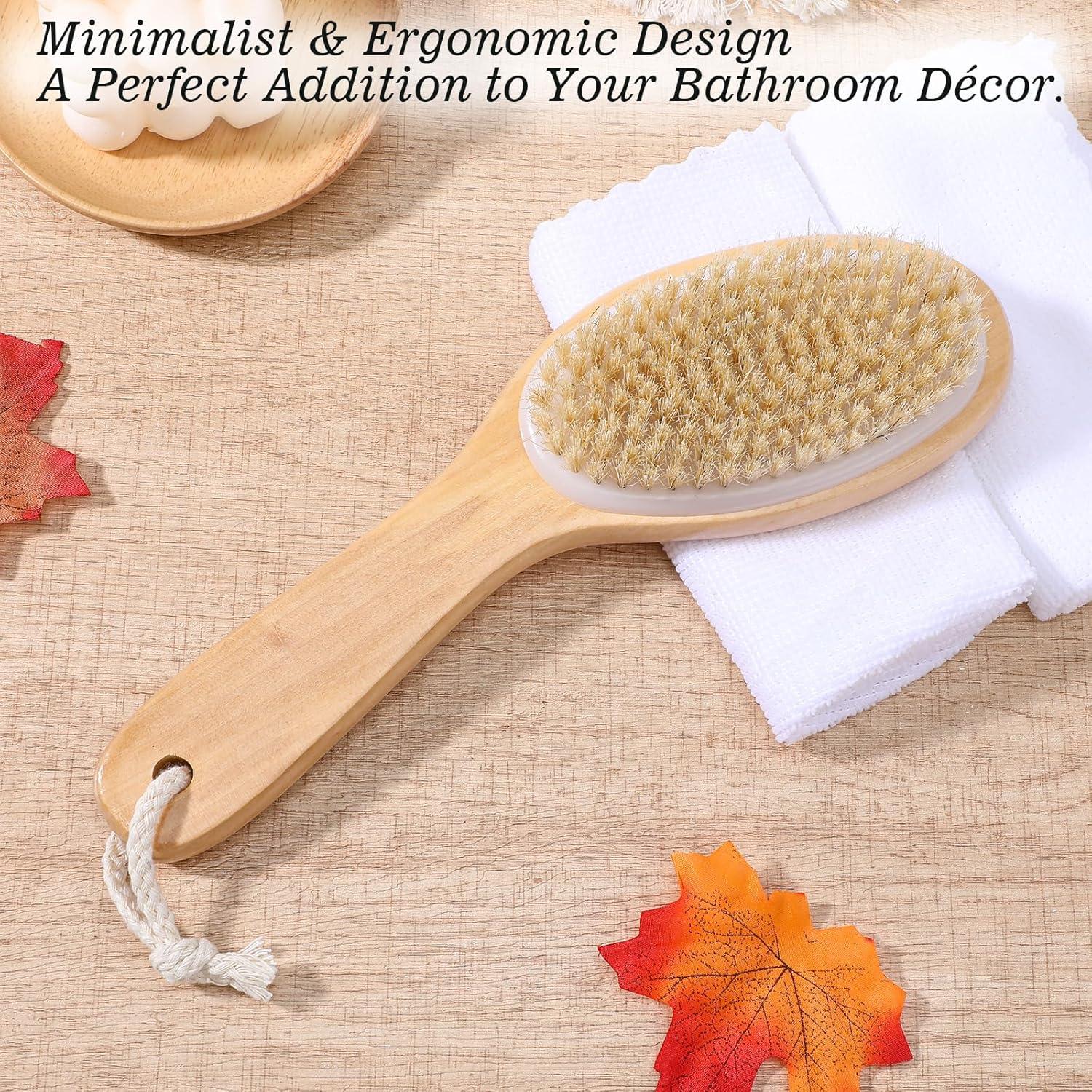 Cepillo Exfoliante Corporal Sibba con Mango Corto y Cerdas de Jabalí