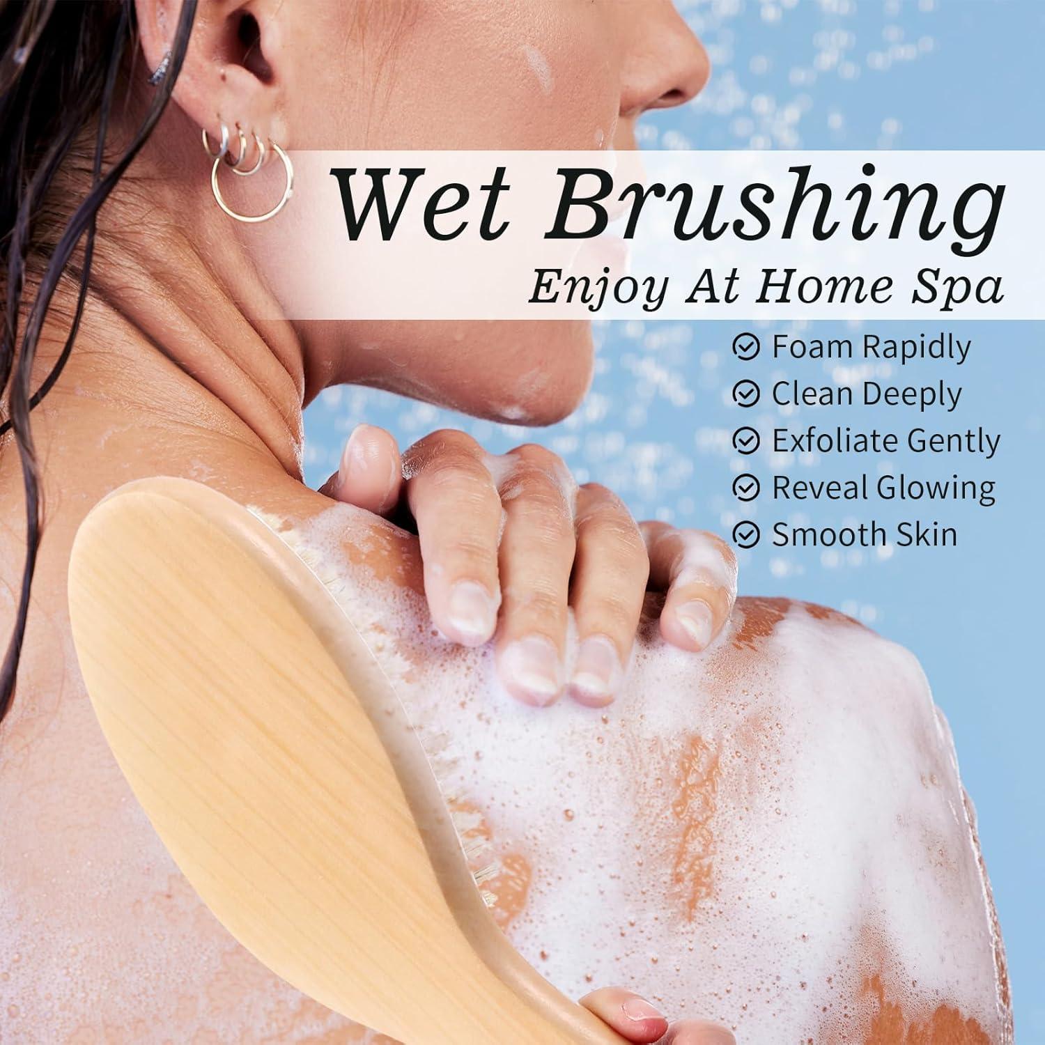 Cepillo Exfoliante Corporal Sibba con Mango Corto y Cerdas de Jabalí