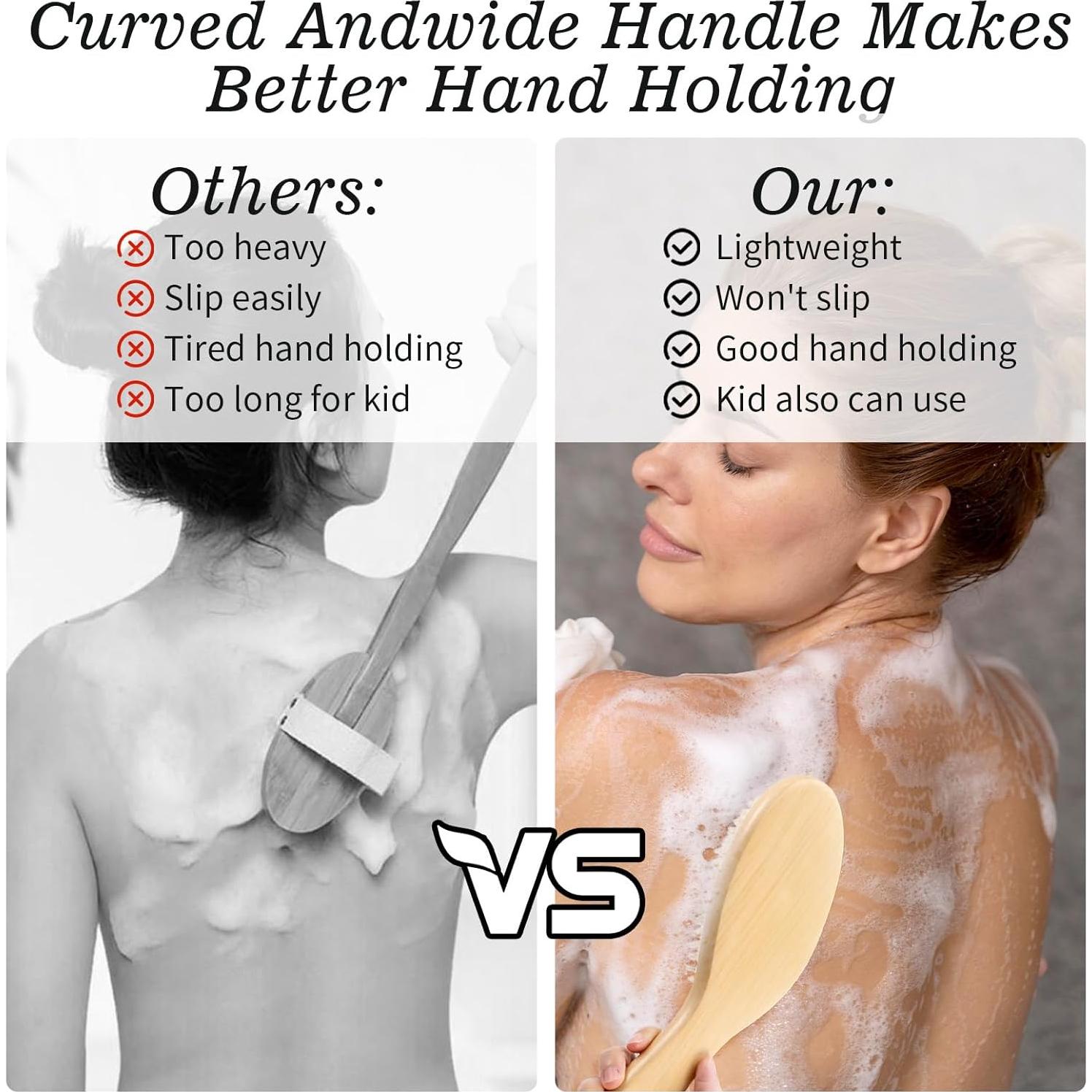 Cepillo Exfoliante Corporal Sibba con Mango Corto y Cerdas de Jabalí