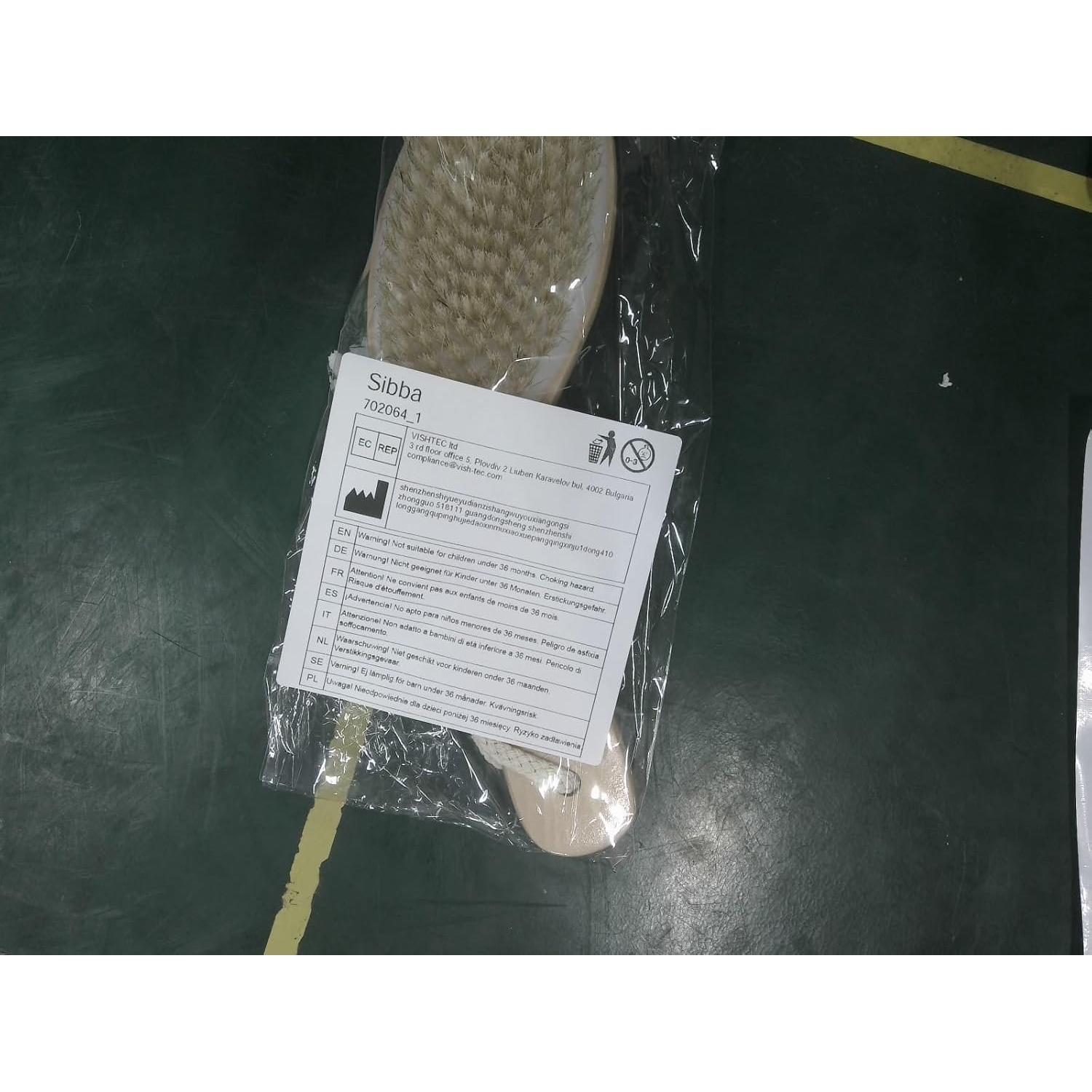 Cepillo Exfoliante Corporal Sibba con Mango Corto y Cerdas de Jabalí