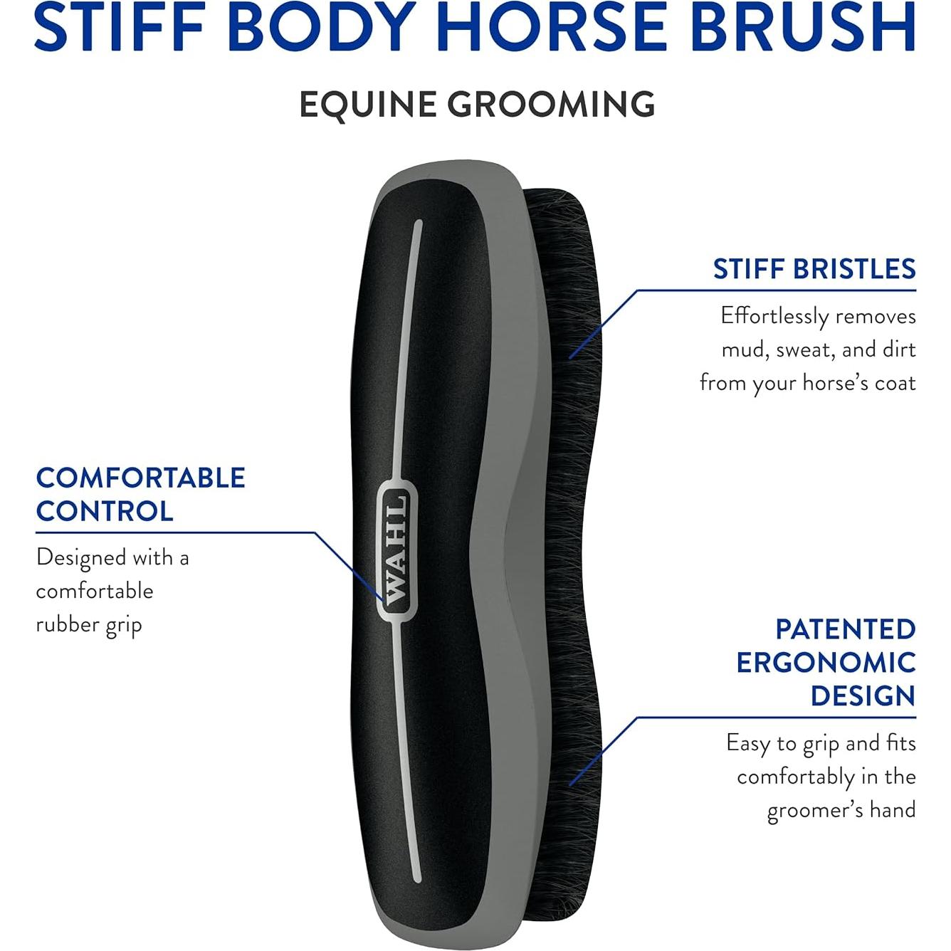 Cepillo de Cuerpo Duro para Caballos Wahl Professional Negro