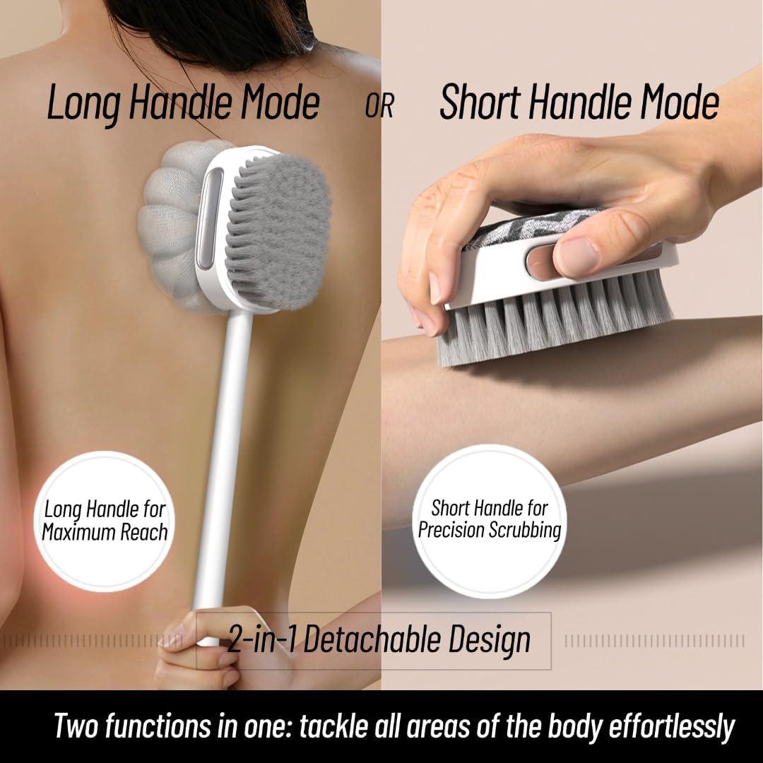 Cepillo de Espalda LuxeCasa 2-en-1 Desmontable con Cerdas Suaves
