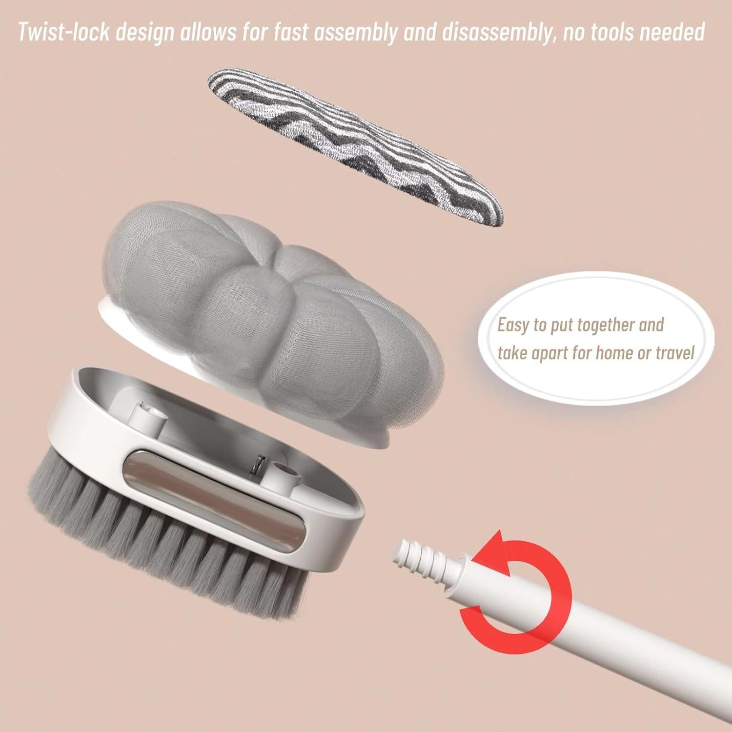 Cepillo de Espalda LuxeCasa 2-en-1 Desmontable con Cerdas Suaves