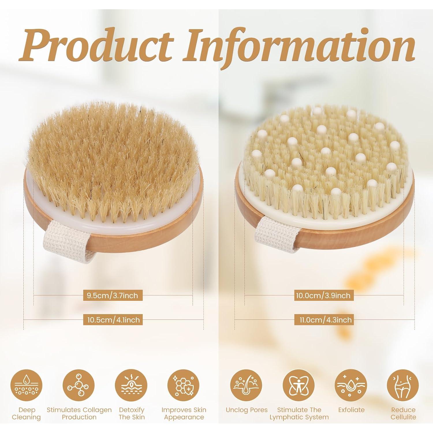 Juego de 2 Cepillos Corporales Secos DEBETOOL - Exfoliación y Drenaje Linfático