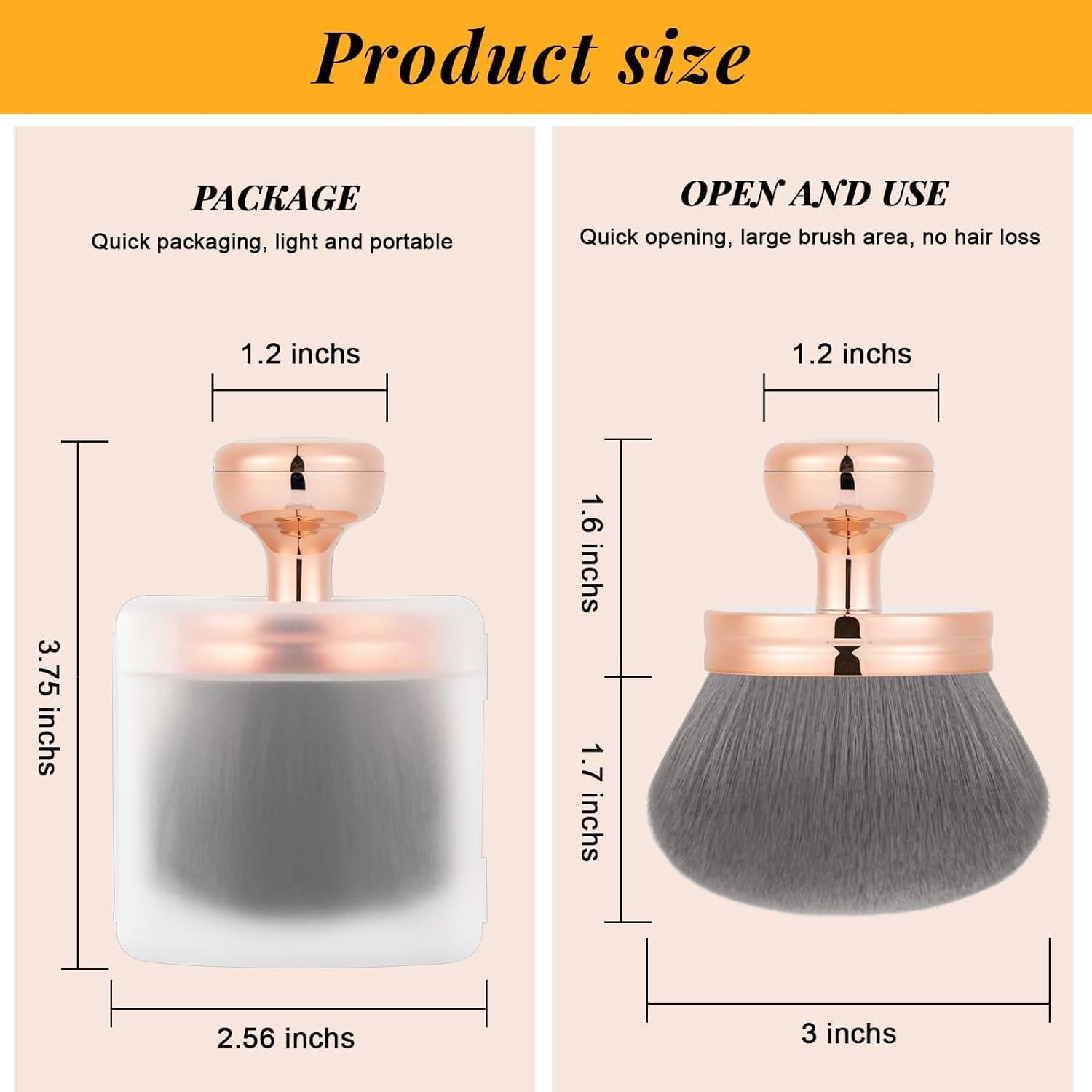 Brocha de Maquillaje Corporal Yoseng 74mm Vegana con Funda