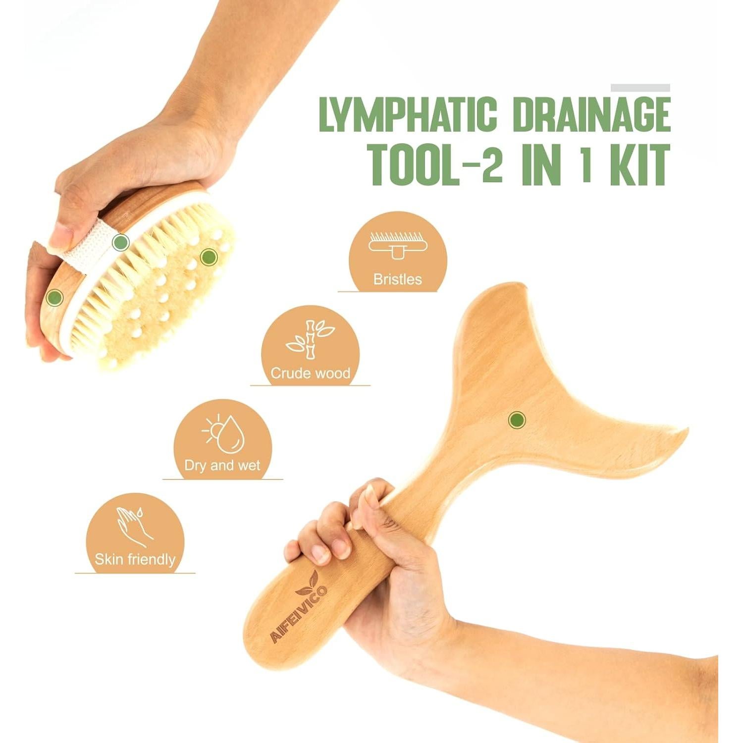 Pala de Drenaje Linfático y Cepillo Corporal AIFEIVICO