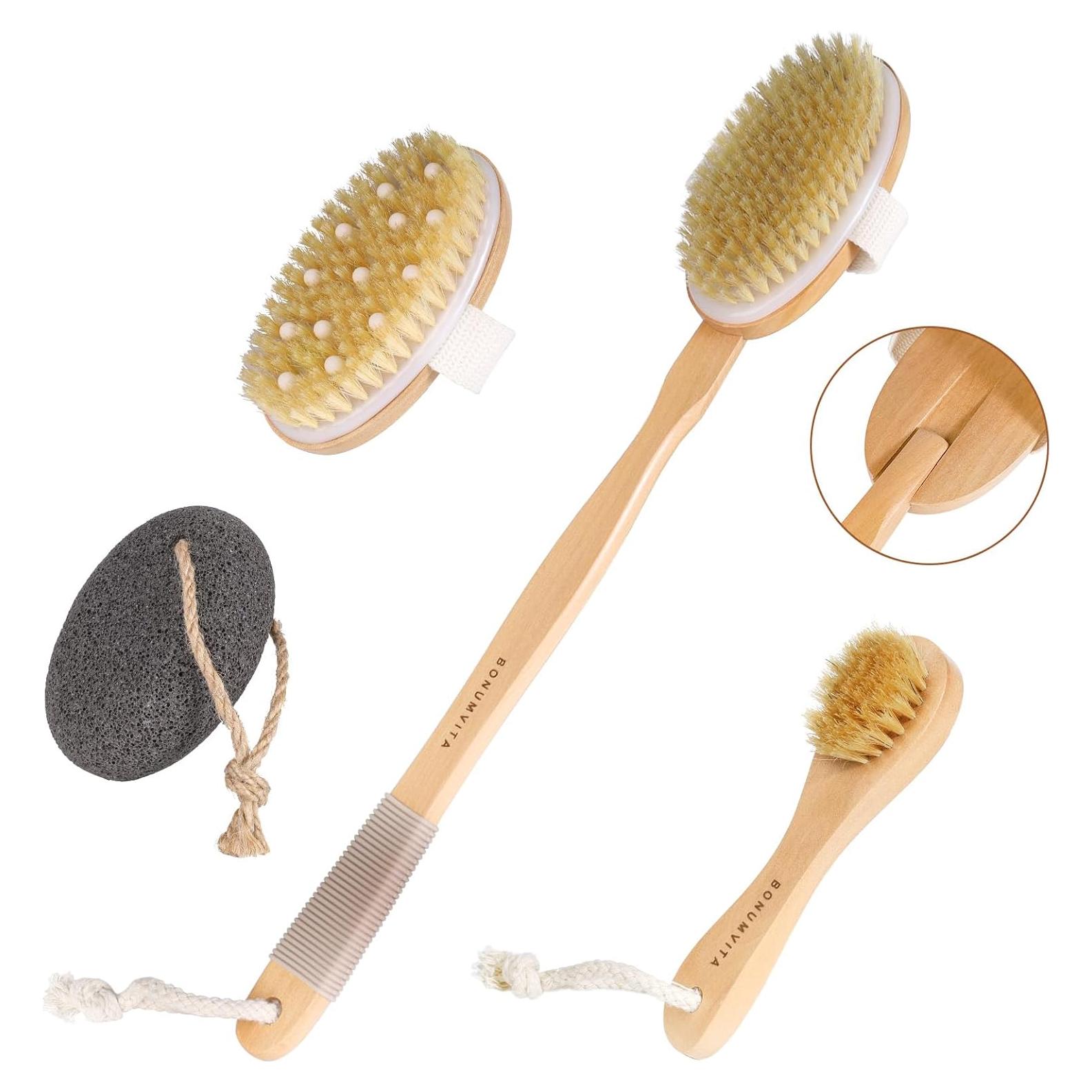 Juego de Cepillos Corporales BONUMVITA con Mango de Madera