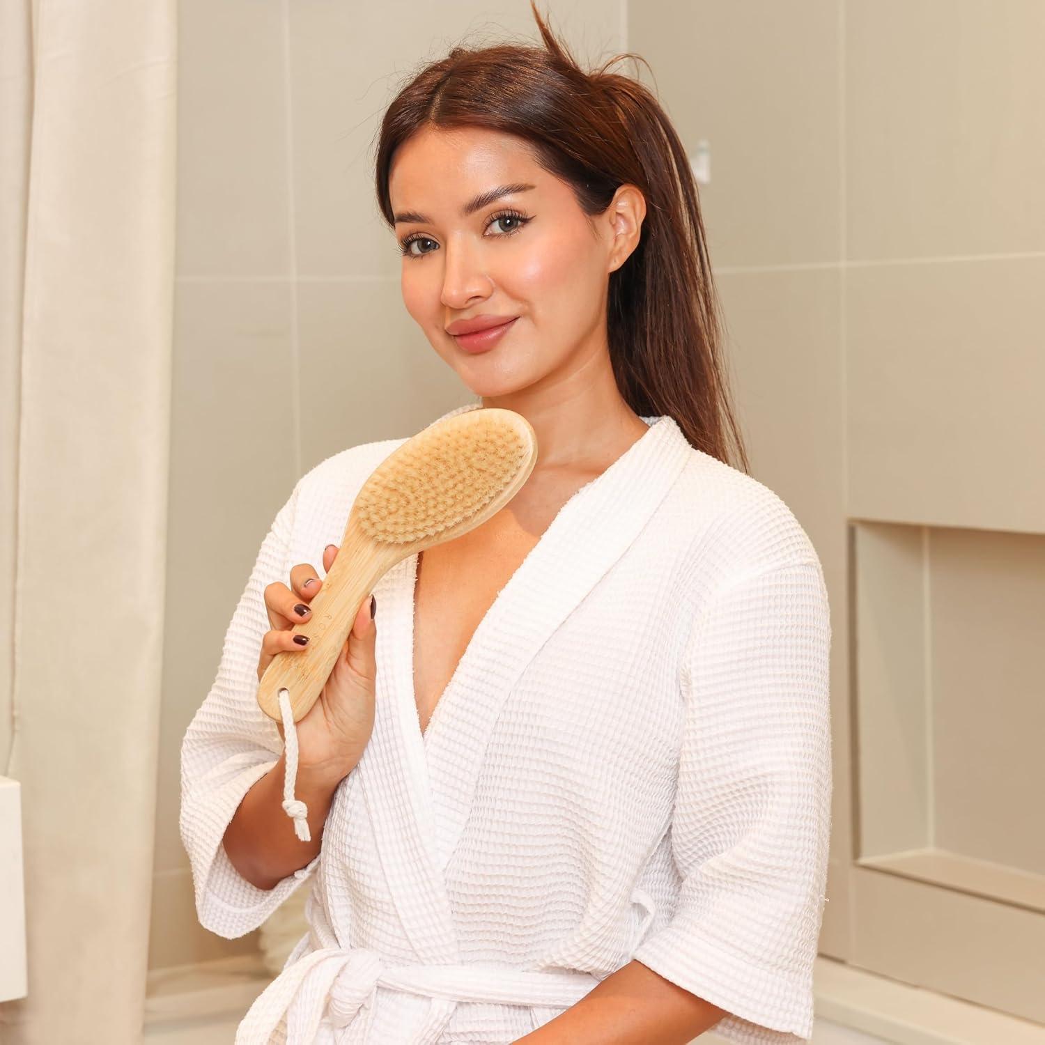 Cepillo Corporal Ergonómico Rosena - Exfoliación Natural con Cerda de Jabalí