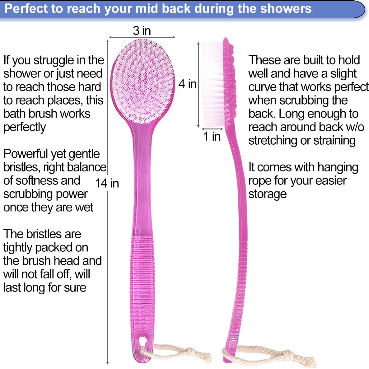 Cepillo de Espalda para Ducha AMERWASH PLUS 35.5 cm - 2 Piezas Rosa