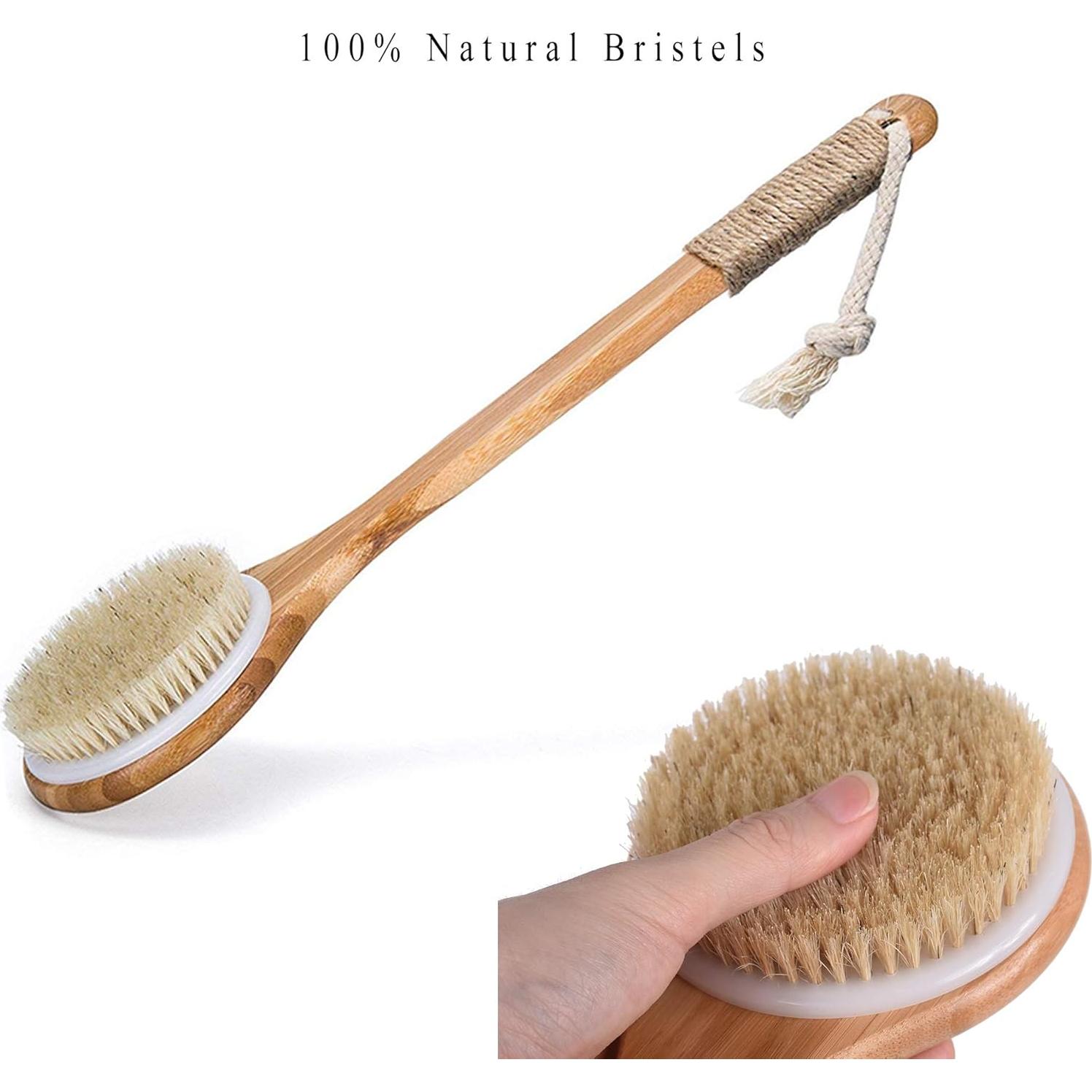 Cepillo de Cuerpo Seco Chikoni con Mango Largo de Madera 39.88 cm