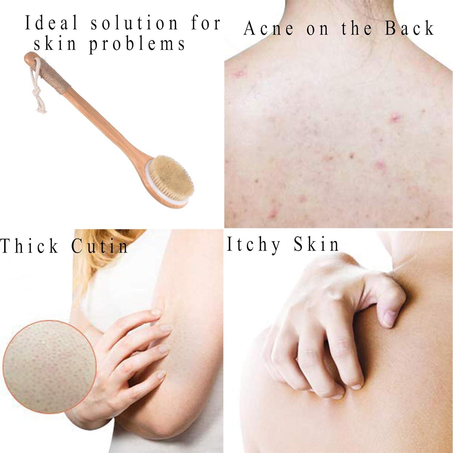 Cepillo de Cuerpo Seco Chikoni con Mango Largo de Madera 39.88 cm