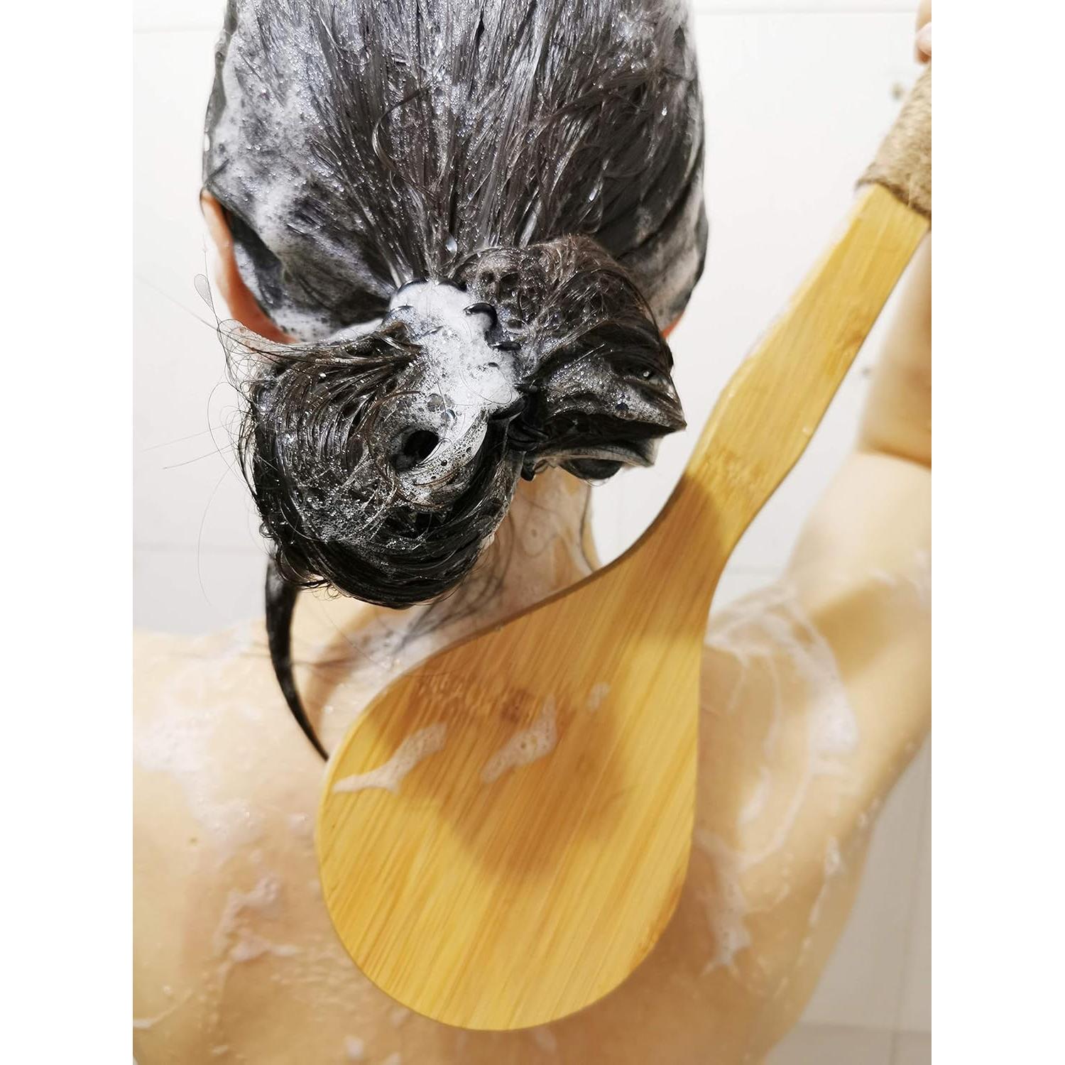 Cepillo de Cuerpo Seco Chikoni con Mango Largo de Madera 39.88 cm