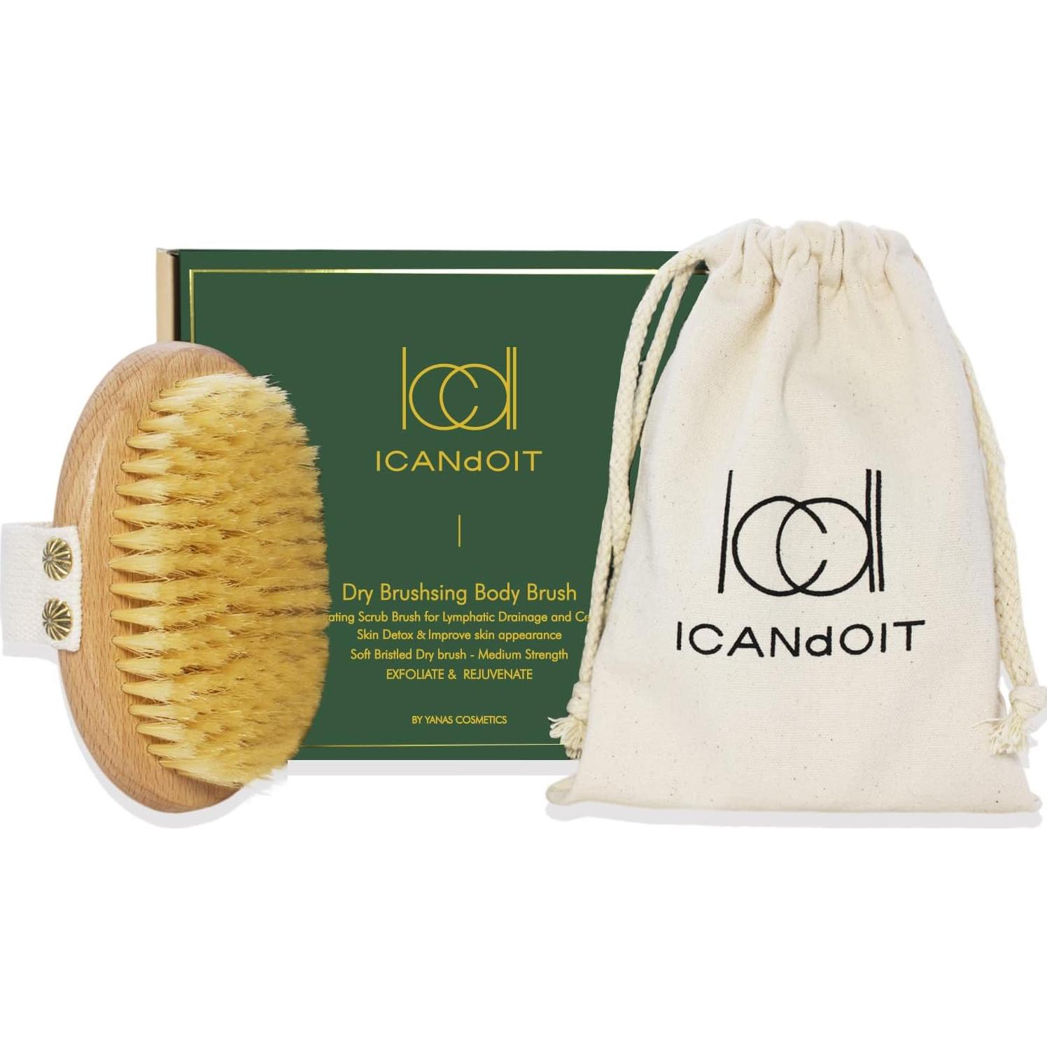 Cepillo Corporal Seco ICANdOIT - Cerdas de Jabalí Natural 14cm