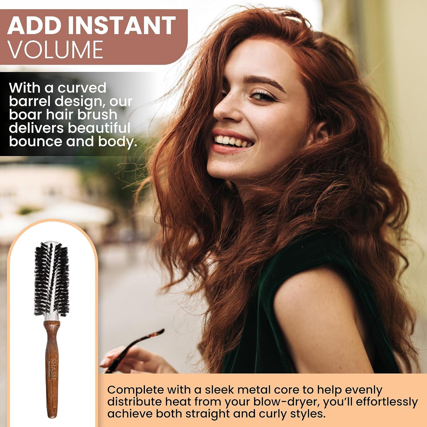 Cepillo Redondo de Cerda de Jabalí SHASH Pequeño - Volumen y Anti-Frizz