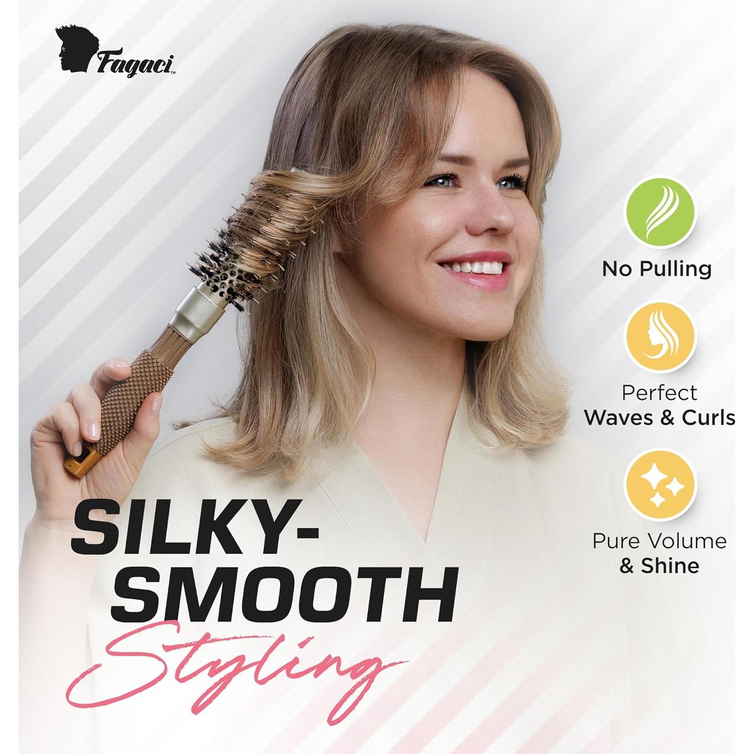 Cepillo Redondo Fagaci 25mm Cerda de Jabalí Nano Cerámica