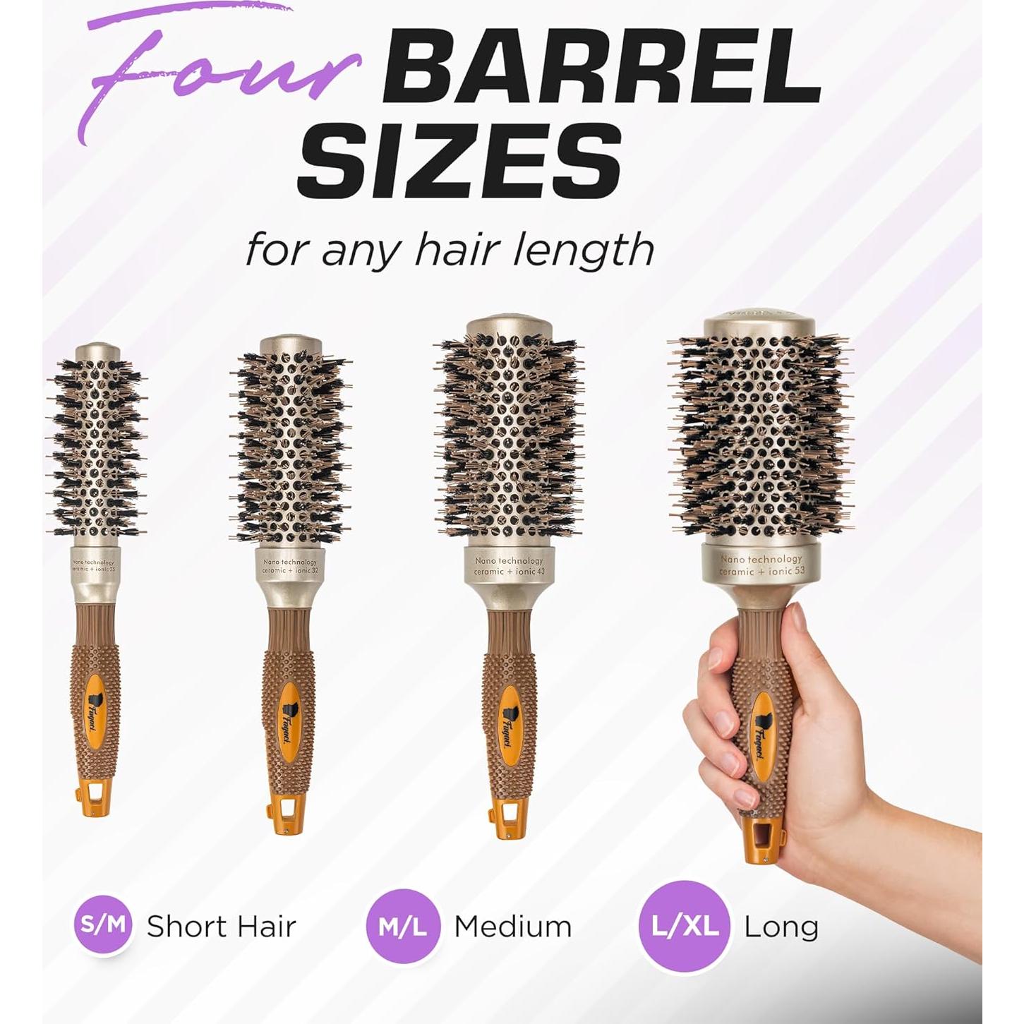 Cepillo Redondo Fagaci 25mm Cerda de Jabalí Nano Cerámica