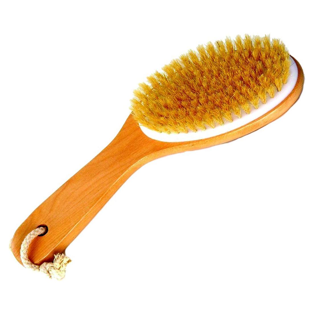 100% Natural Boar Bristle Body Brush with Wooden Handle by Spa Destinations® "Creating The In Home Spa Experience" Best Quality! Best Value!
