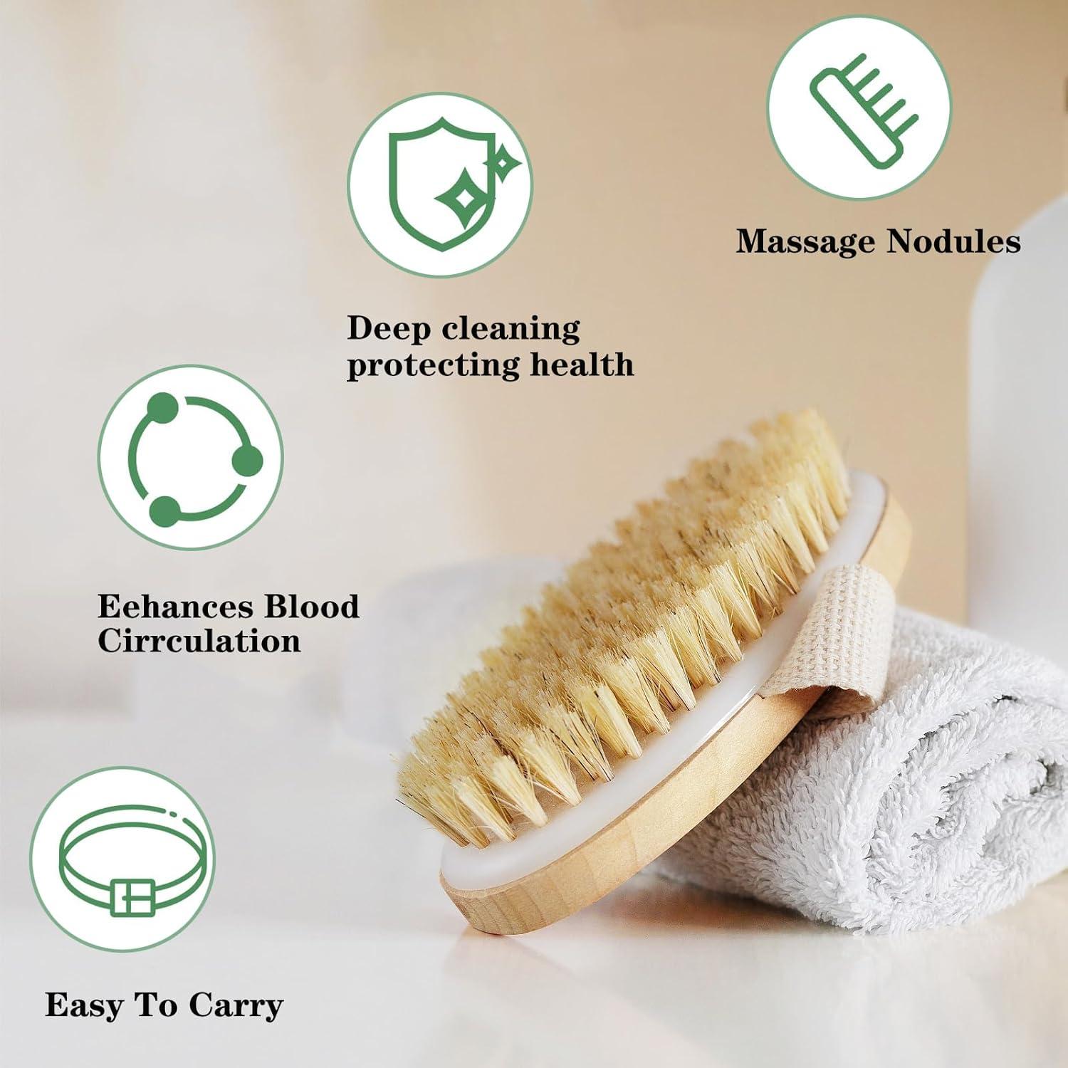 Cepillo Corporal Exfoliante QuZCarious - 4 Piezas de Bambú