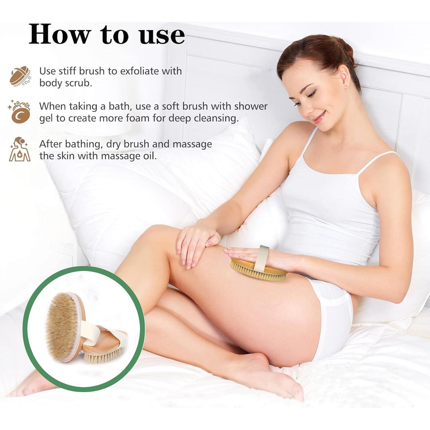 Cepillo Corporal Exfoliante QuZCarious - 4 Piezas de Bambú