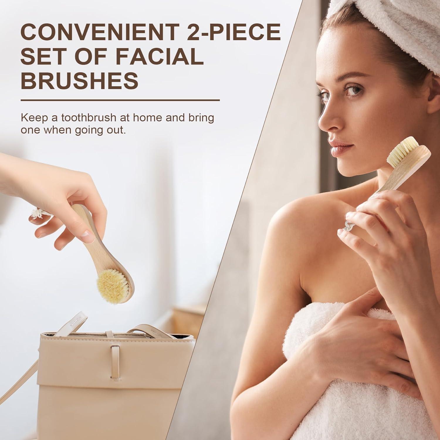 Cepillo Seco Facial y Corporal DEBETOOL 2-Pack Madera Jabalí