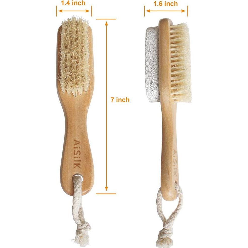 Cepillo de Cerdas Naturales y Piedra Pómez Aisilk - Exfoliador para Pies