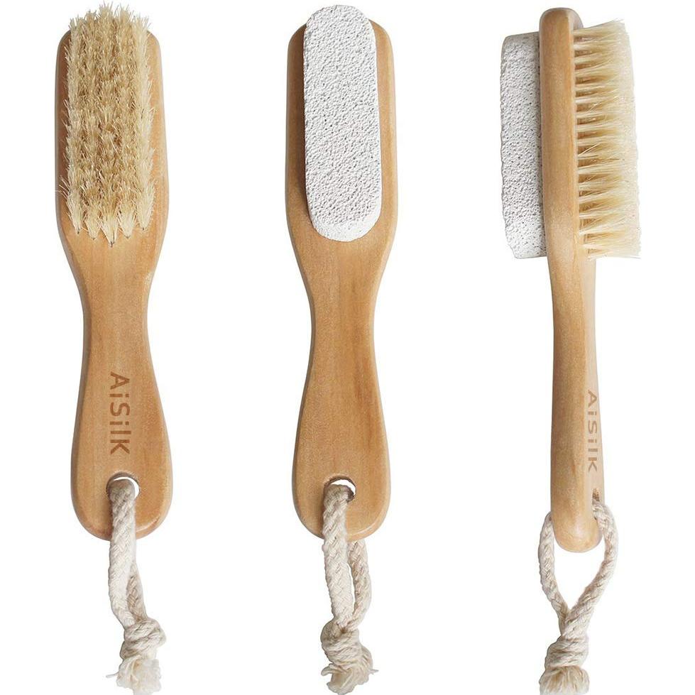 Cepillo de Cerdas Naturales y Piedra Pómez Aisilk - Exfoliador para Pies